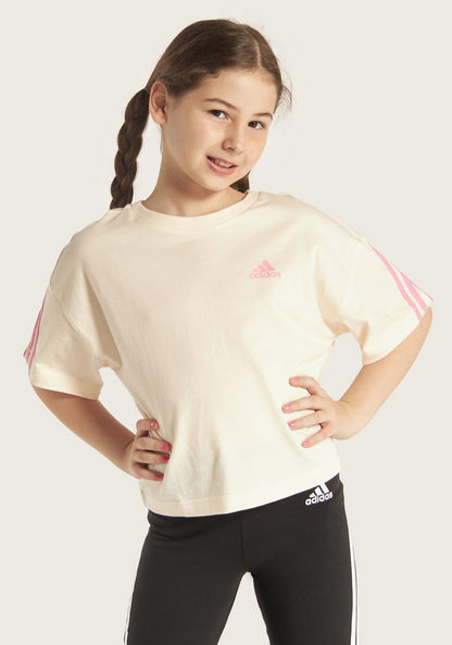 adidas Printed T-shirt with Round Neck and Short Sleeves-T Shirts-image-1