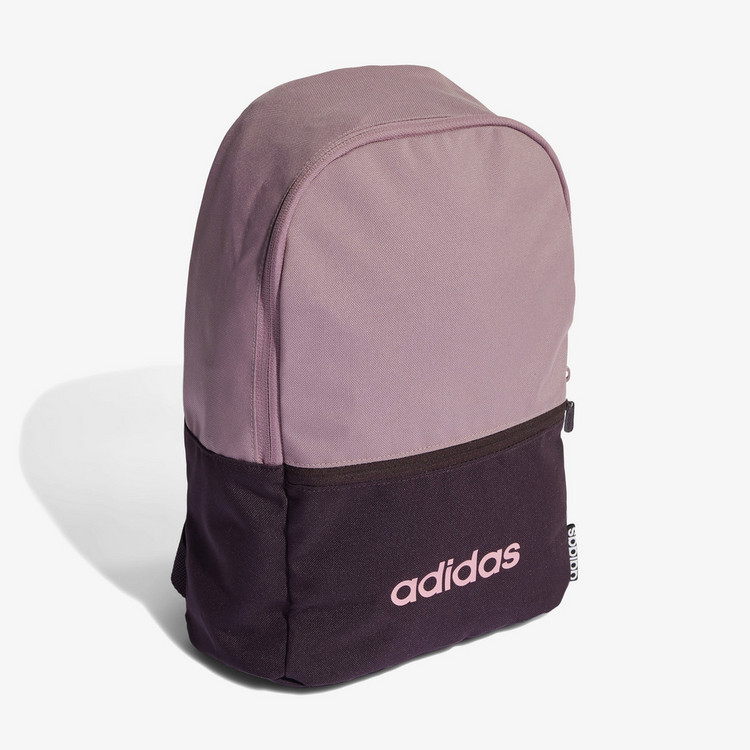 Adidas Logo Print Backpack with Zip Closure