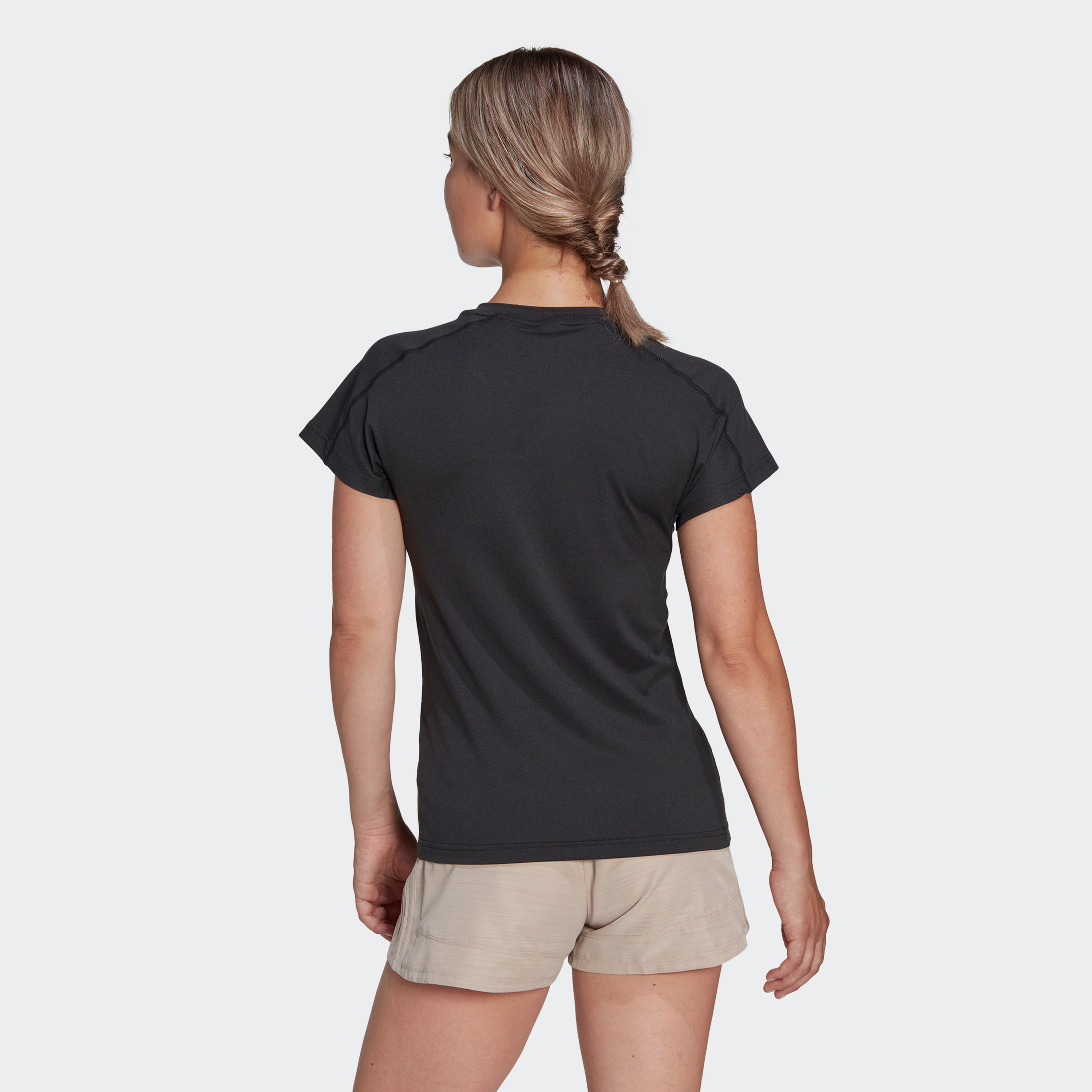Adidas Women Aeroready Train Essentials Minimal Branding V-Neck T-Shirt | OE-sports-women-clothing-tshirtsandvests-image-4