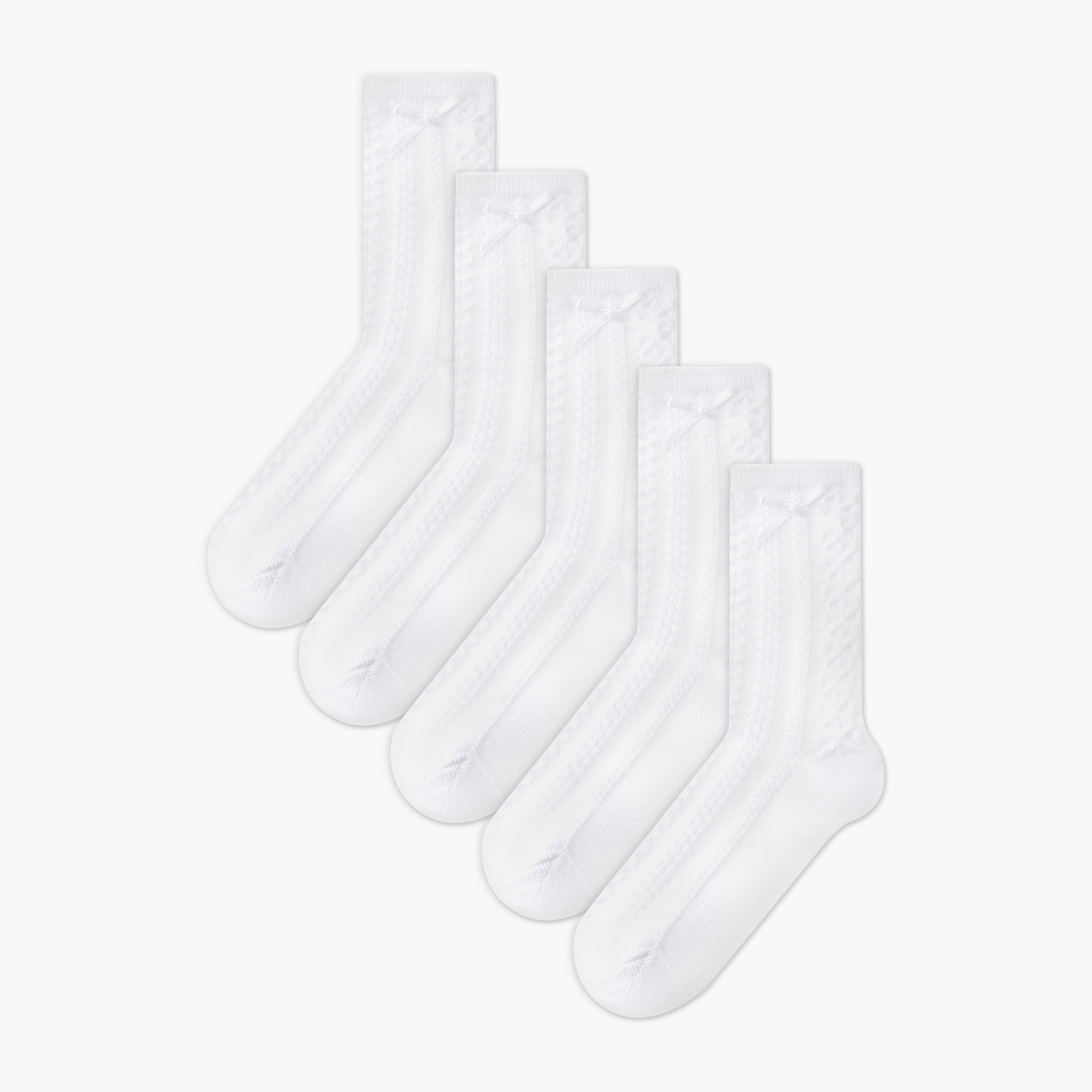 جوارب مدرسية بتفصيلة فيونكة للبنات من جونيورز - طقم من 5 أزواج-girls-accessories-socks-image-1