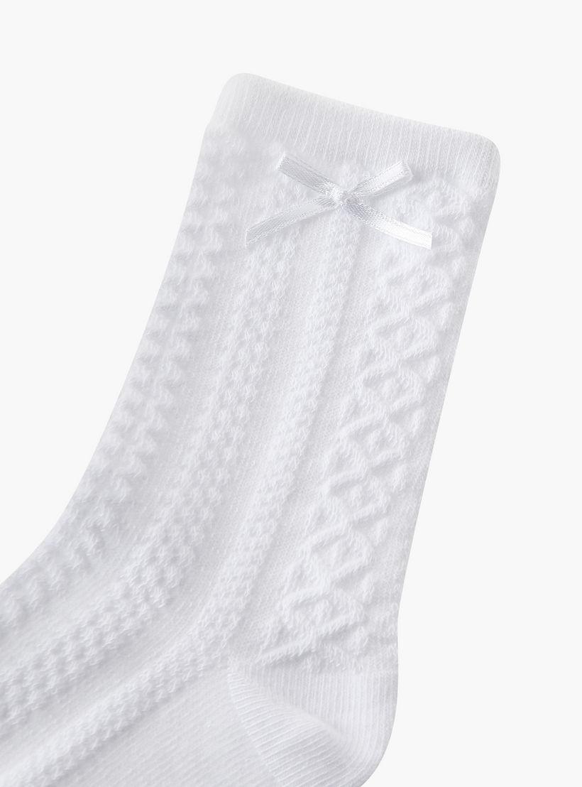 جوارب مدرسية بتفصيلة فيونكة للبنات من جونيورز - طقم من 5 أزواج-girls-accessories-socks-image-2