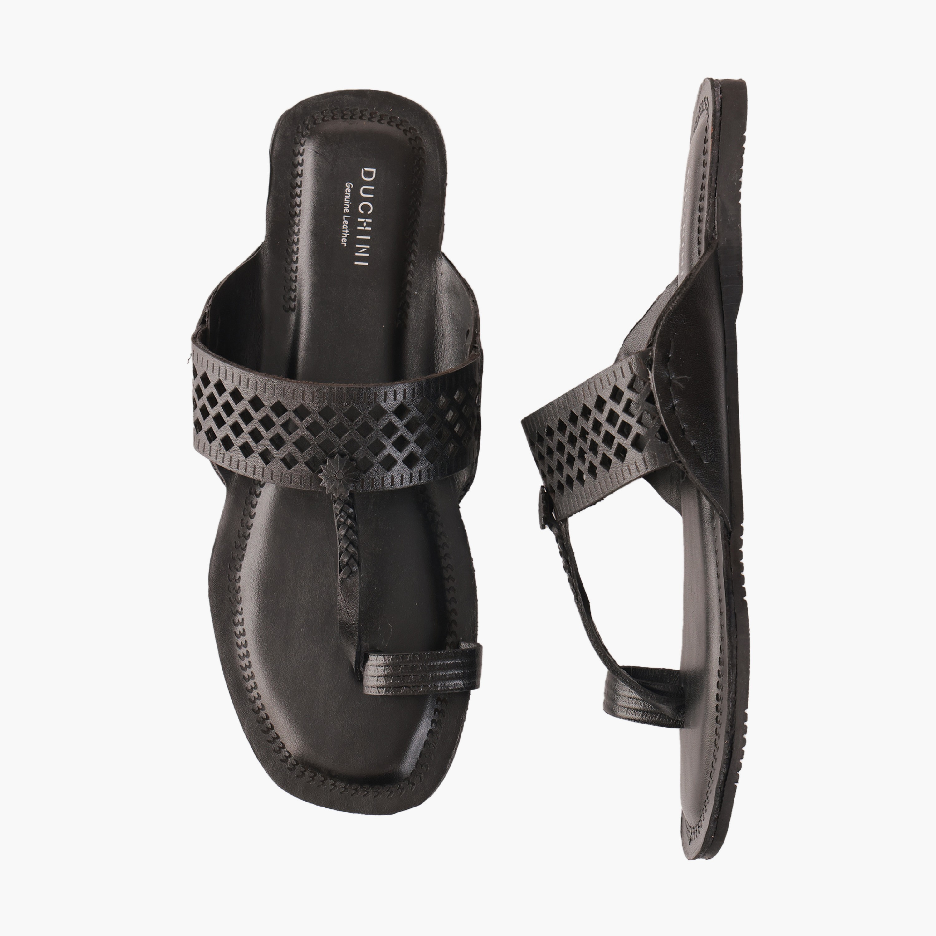 Duchini Men Perforated Strap Leather Sandals-men-shoes-sandals-image-1