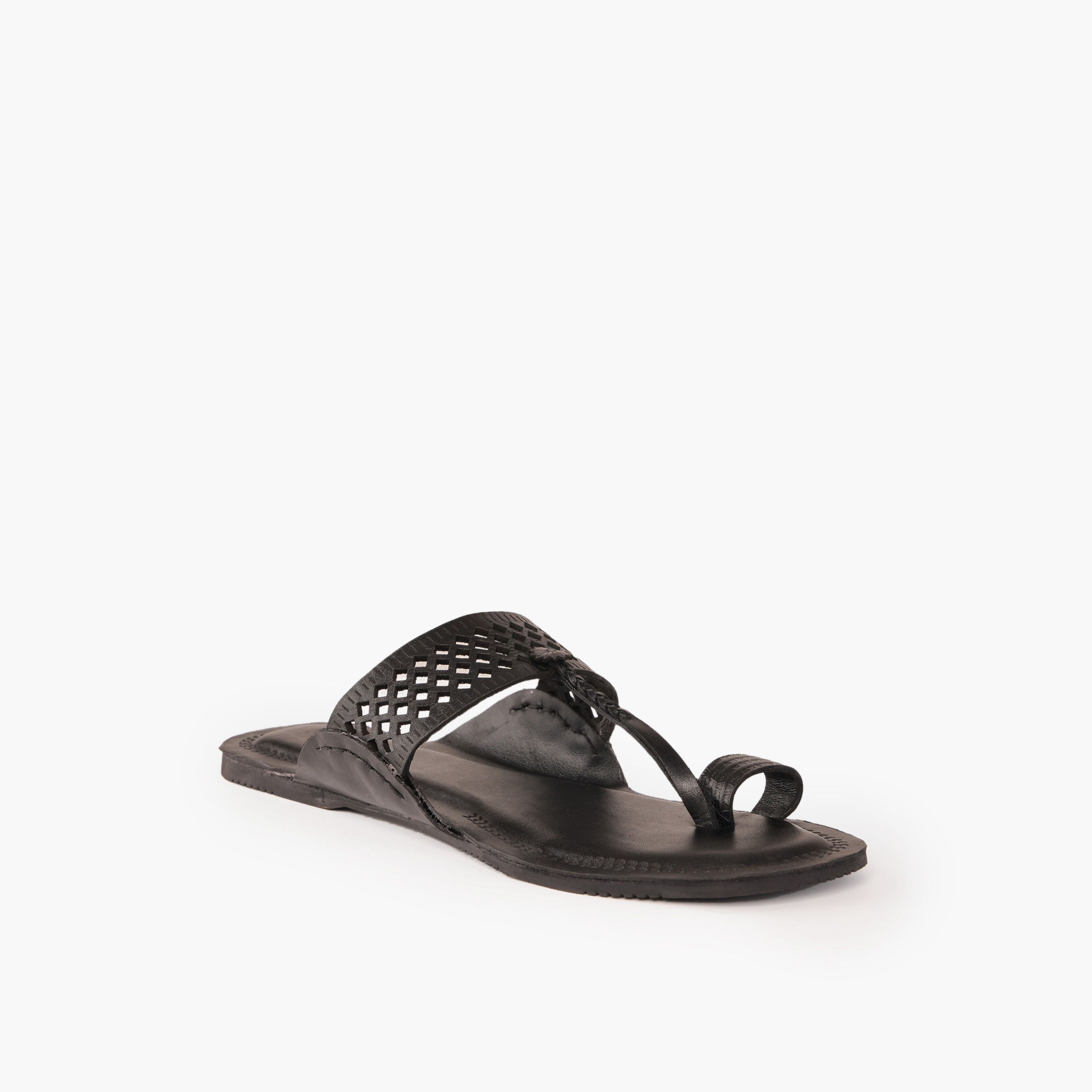Duchini Men Perforated Strap Leather Sandals-men-shoes-sandals-image-2
