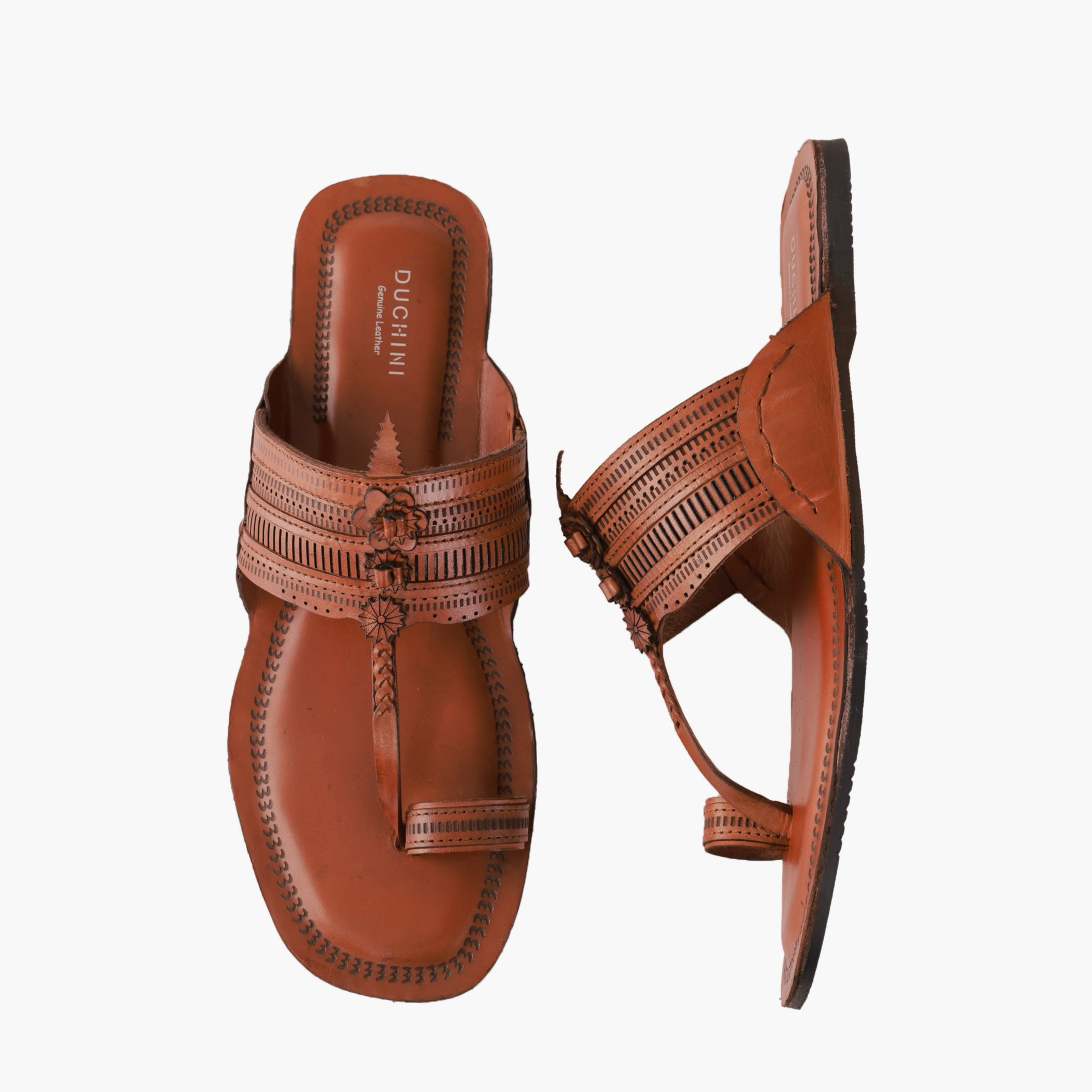 Duchini Men Perforated Strap Leather Comfort Sandals-men-shoes-sandals-image-1