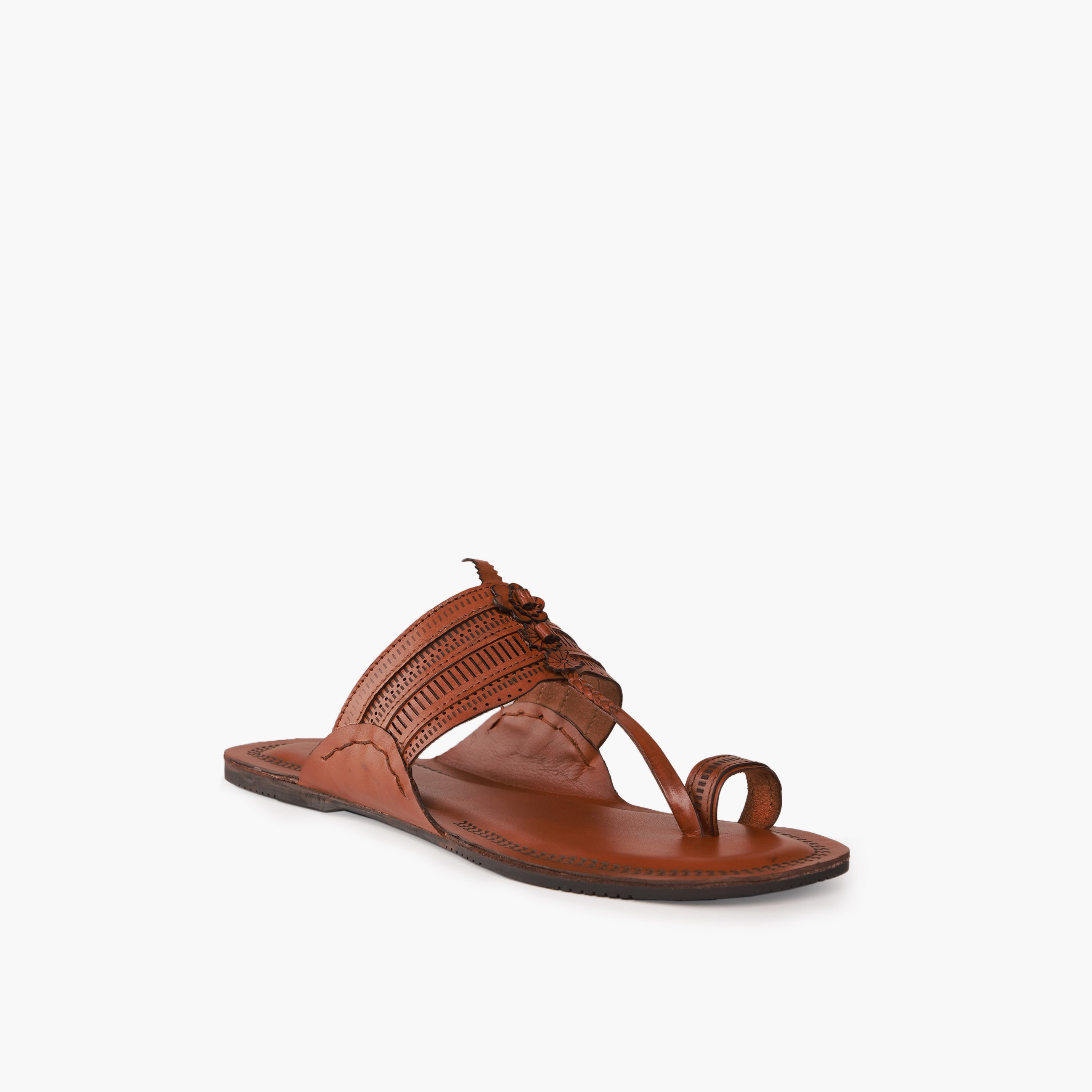 Duchini Men Perforated Strap Leather Comfort Sandals-men-shoes-sandals-image-2