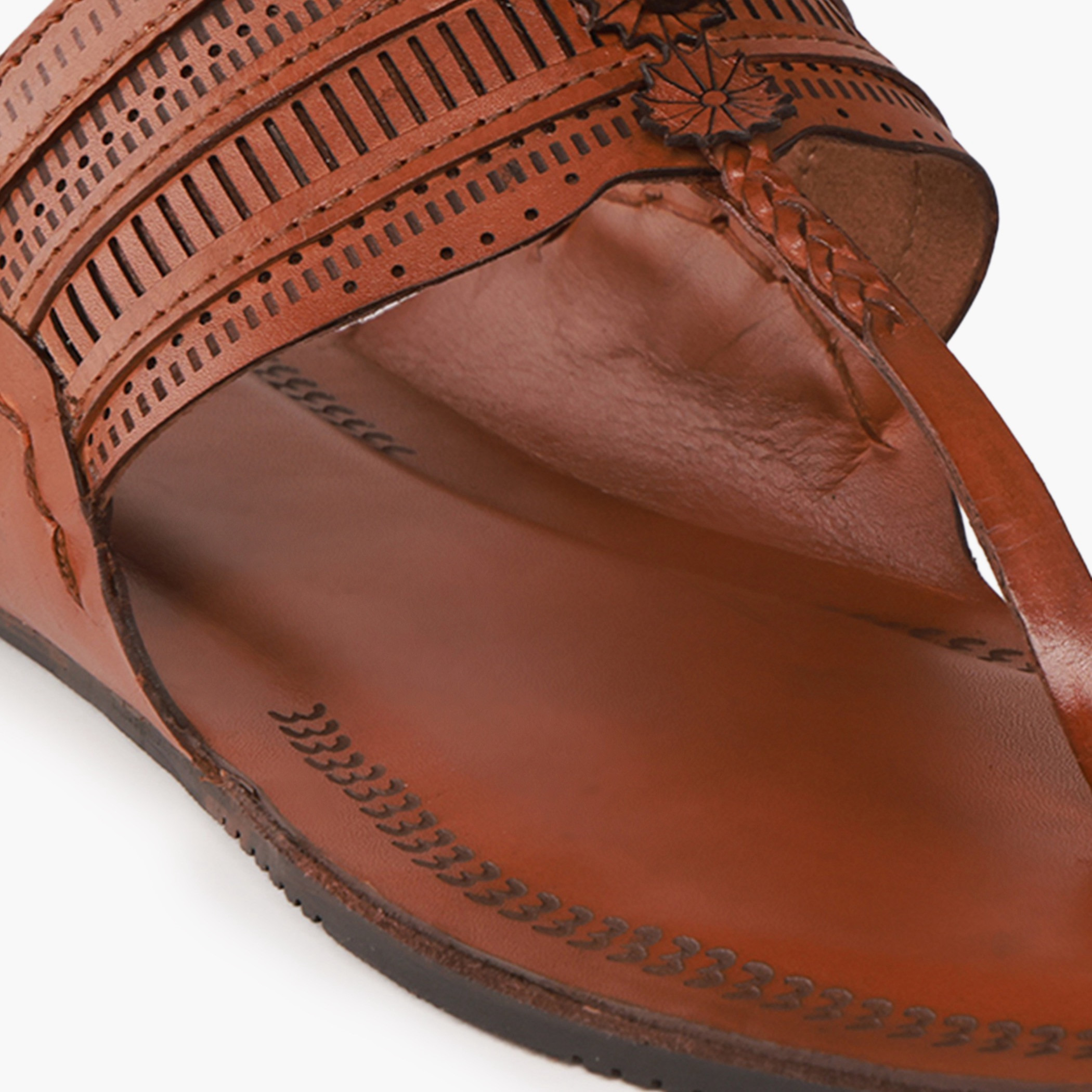 Duchini Men Perforated Strap Leather Comfort Sandals-men-shoes-sandals-image-4