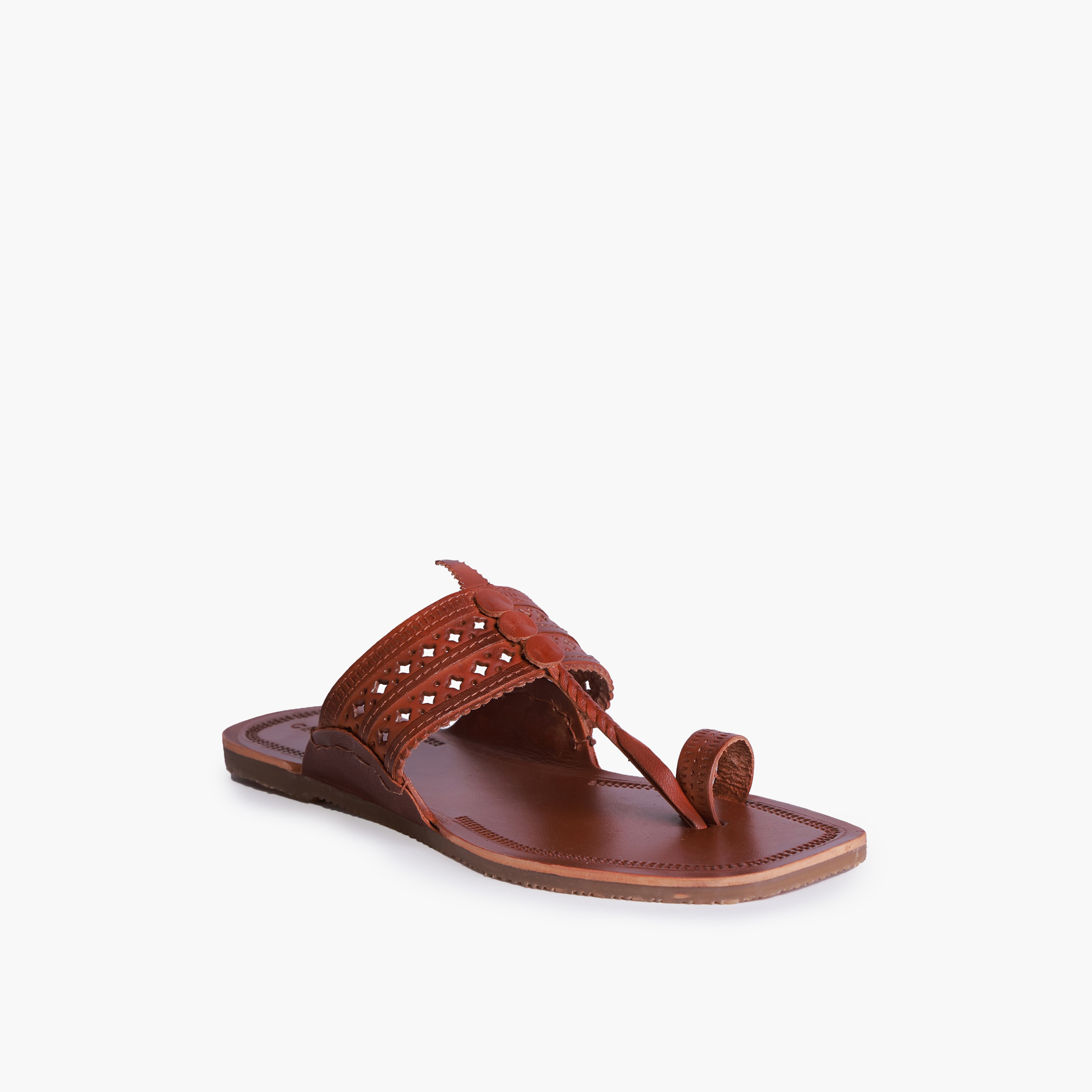 Celeste Women Perforated Detail Leather Sandals-women-shoes-flats-sandals-image-2
