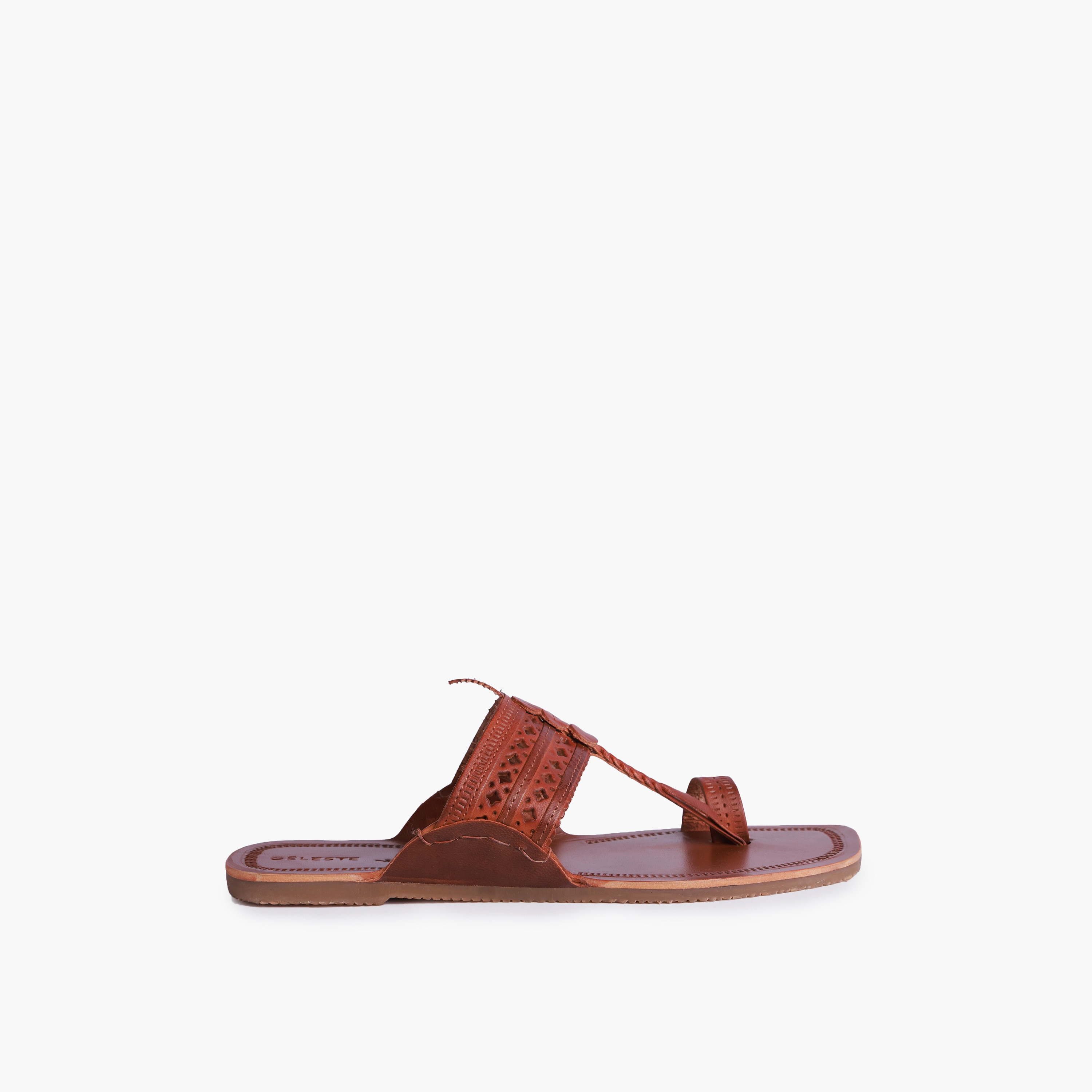 Celeste Women Perforated Detail Leather Sandals-women-shoes-flats-sandals-image-3