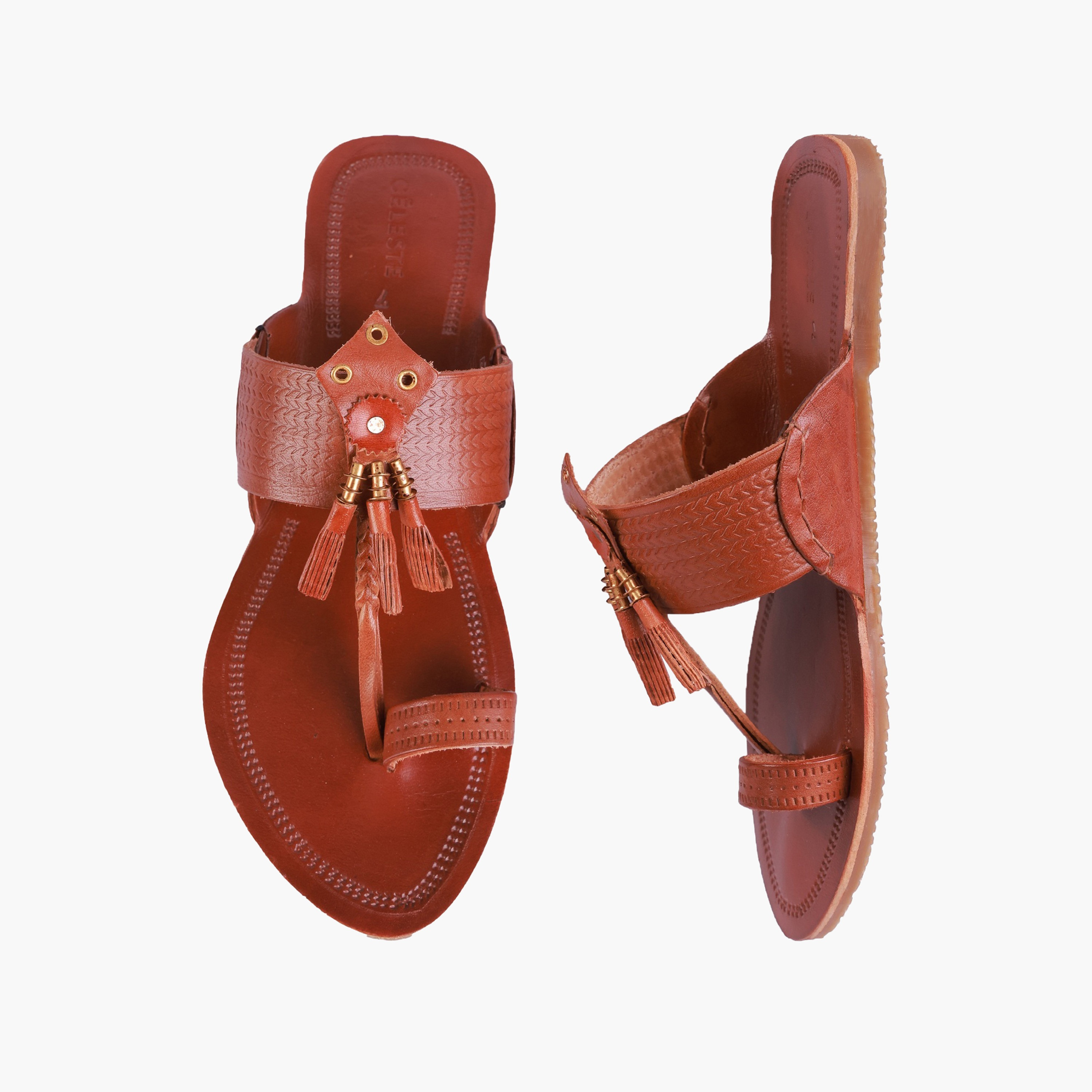 صندل جلد بتفاصيل شرابة للنساء من سيليست-women-shoes-sandals-flats-image-1
