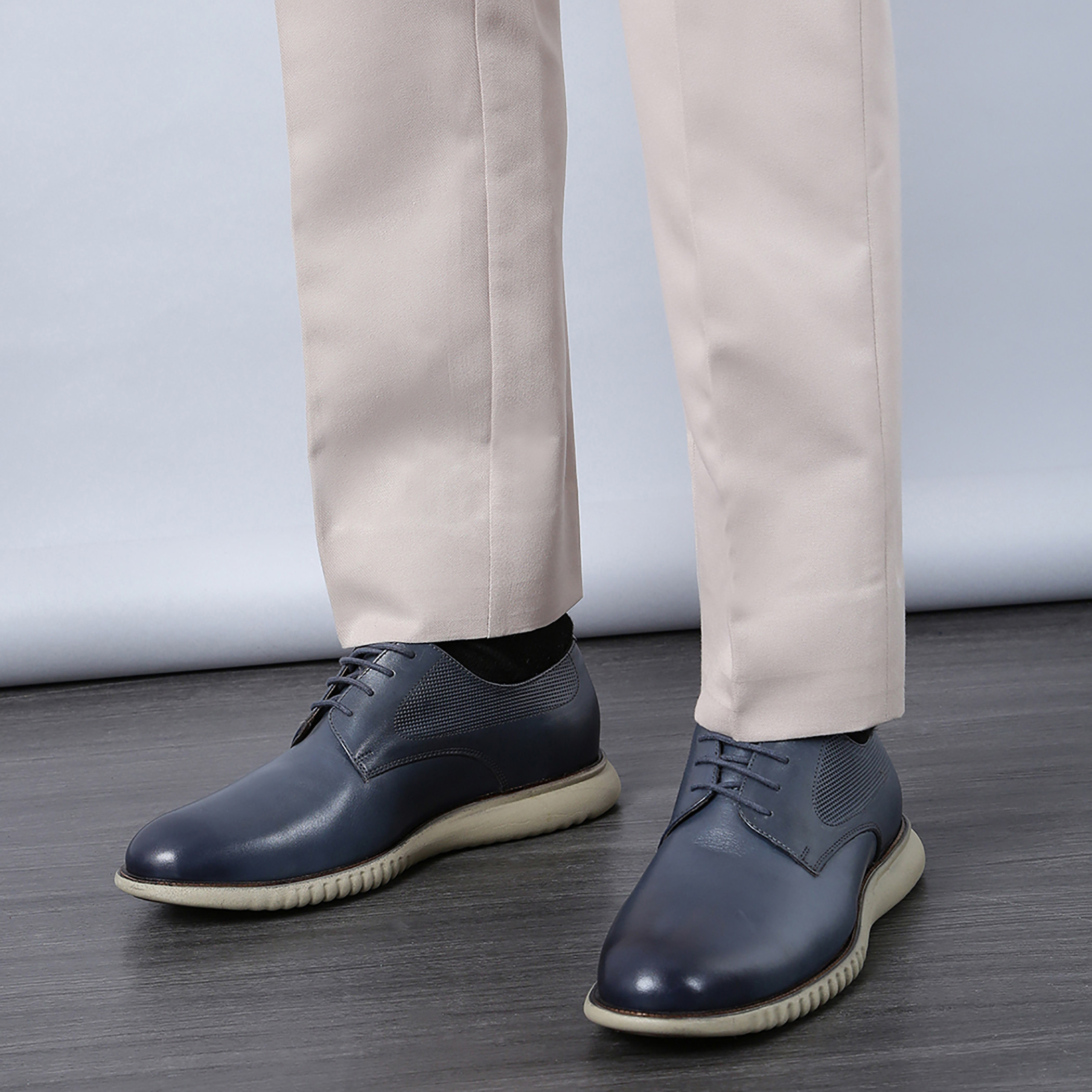 Blue leather hot sale derby shoes