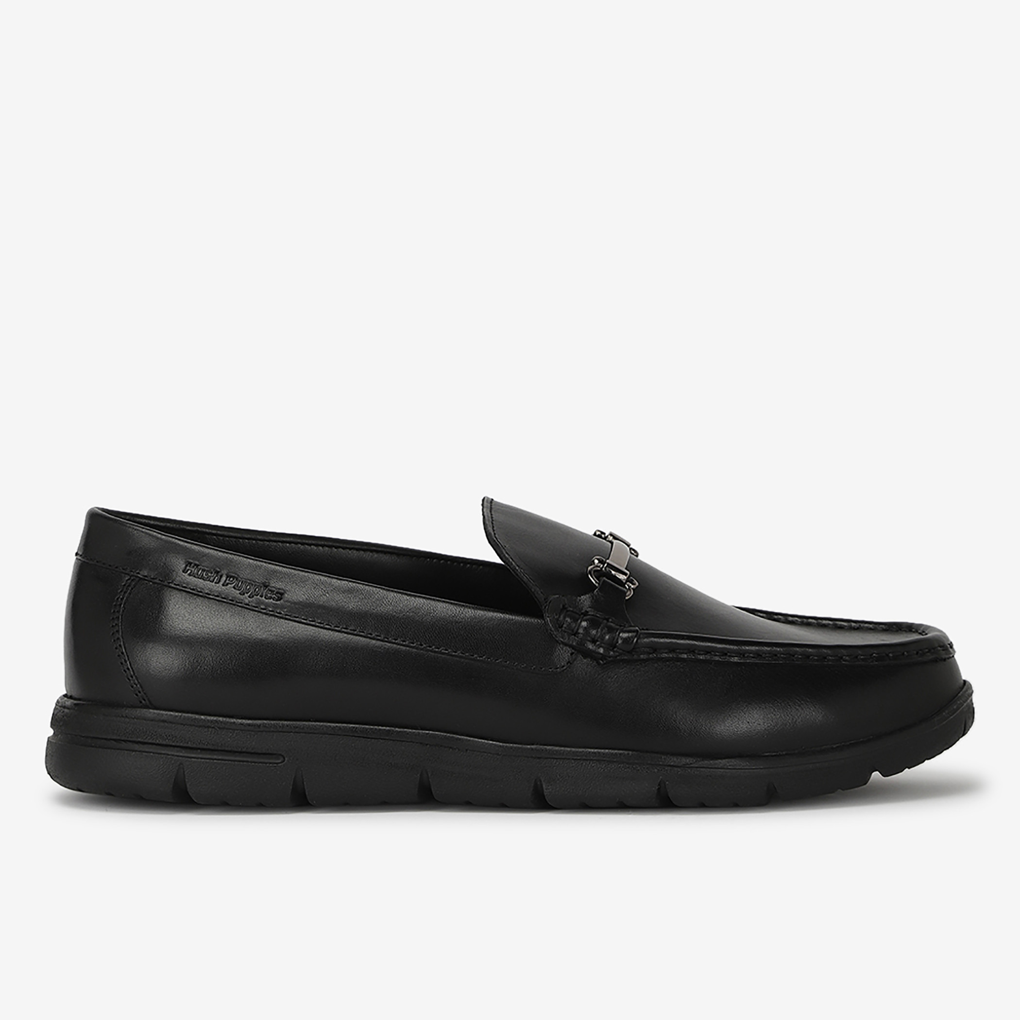 Men Leather Black Round Toe Horsebit Loafers-men-shoes-loafersandmoccasins-image-1