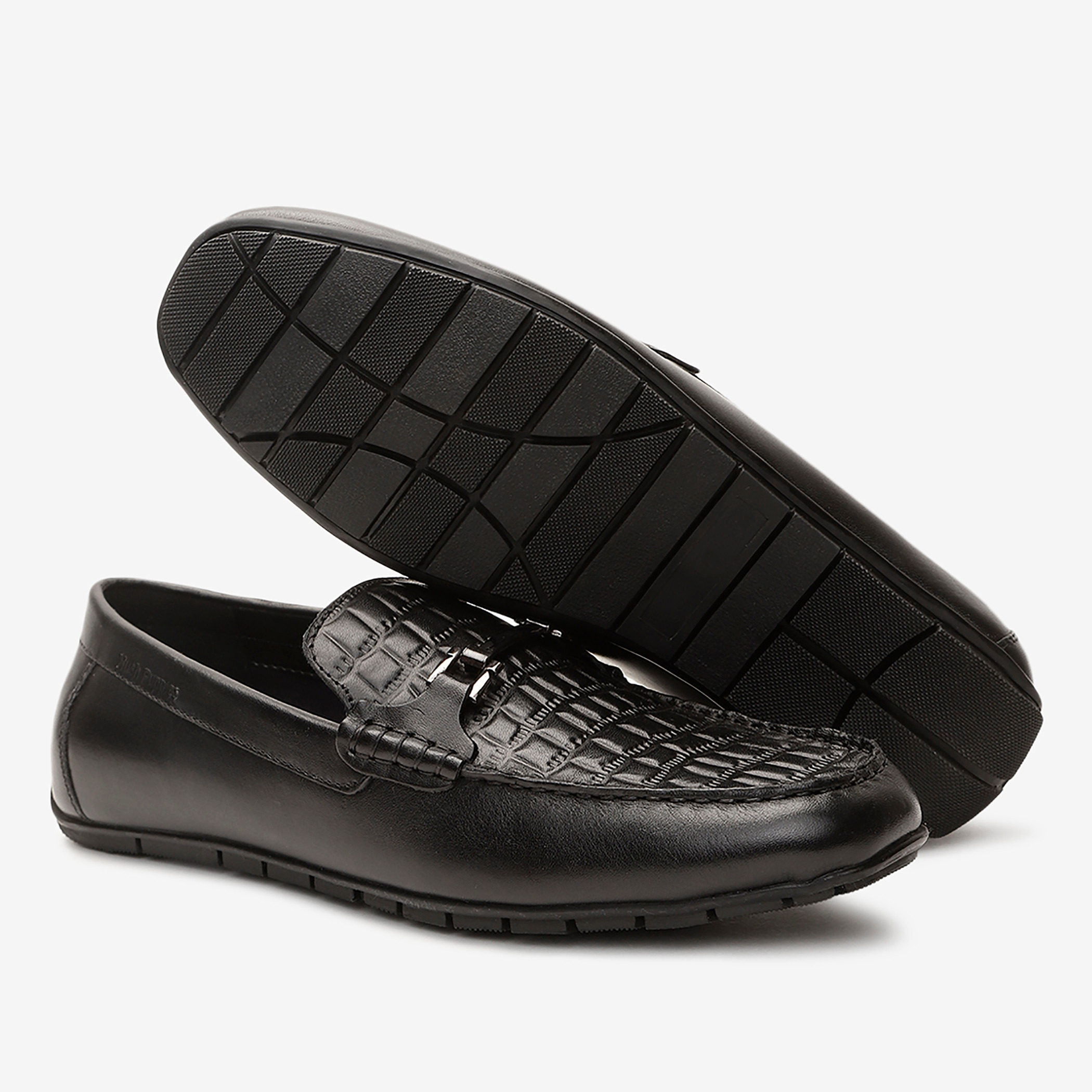 Men Leather Black Round Toe Horsebit Loafers-men-shoes-loafersandmoccasins-image-5