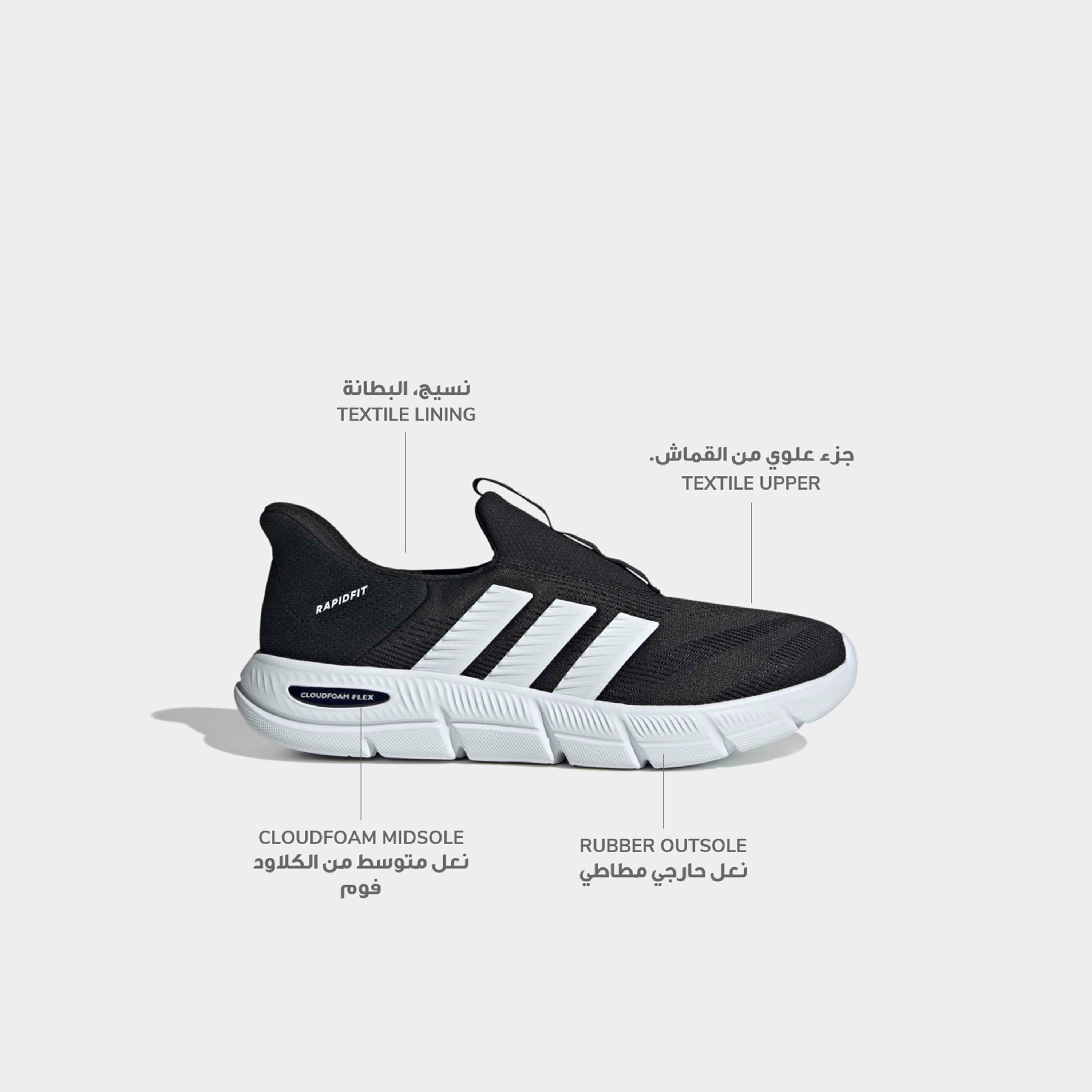 Adidas Men Cloudfoam Flex - Lounge Rapidf Slip-On Sneakers-sports-men-shoes-image-2
