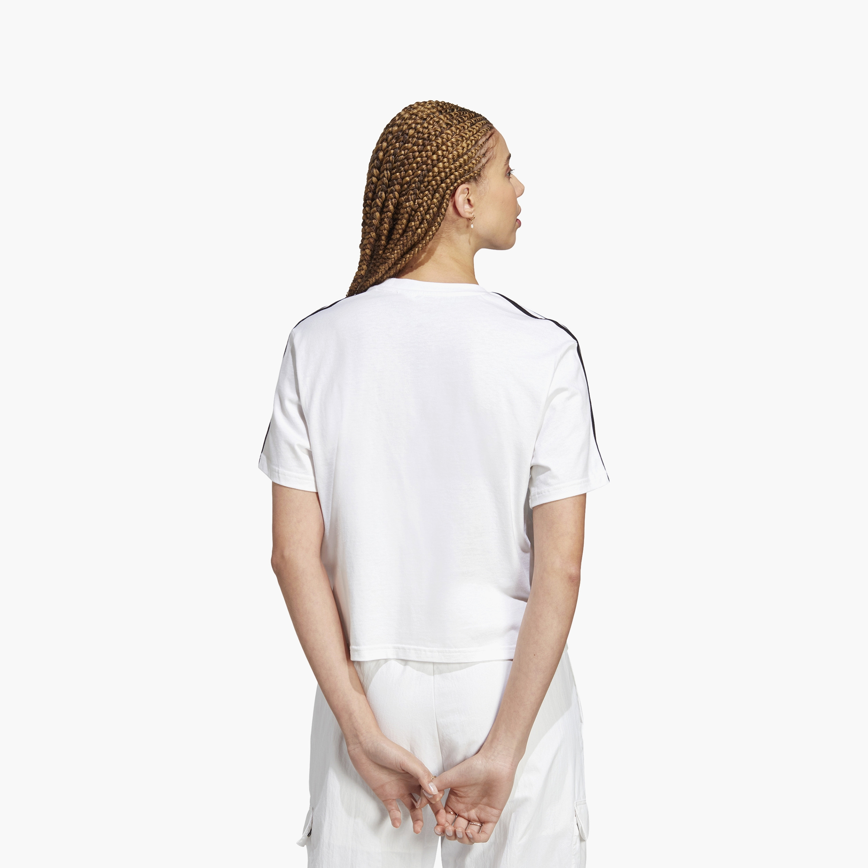تي شيرت جيرسيه قصير واحد بثلاثة خطوط ذو إيسنشيالز من أديداس للنساء HR4915 | OE-sports-women-clothing-tshirtsandvests-image-5