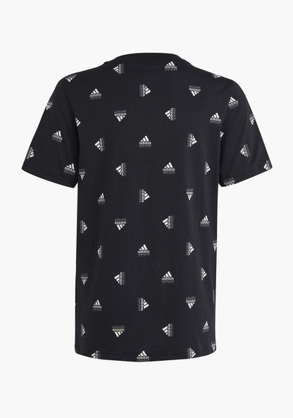 adidas All-Over Logo Print Round Neck T-shirt with Short Sleeves-Tops-image-1