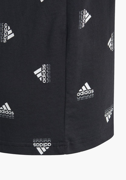 adidas All-Over Logo Print Round Neck T-shirt with Short Sleeves-Tops-image-2