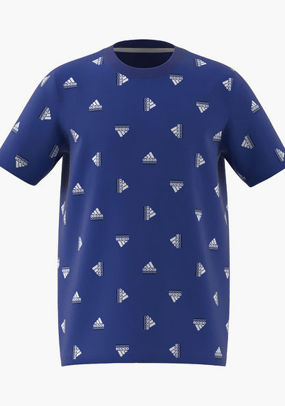 adidas All-Over Print T-shirt with Short Sleeves and Round Neck-T Shirts-image-0
