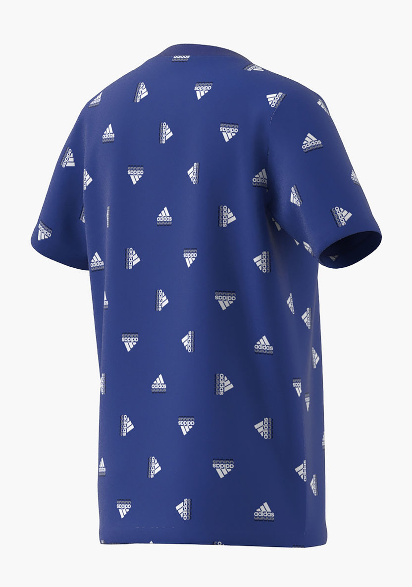 adidas All-Over Print T-shirt with Short Sleeves and Round Neck-T Shirts-image-2