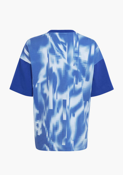 adidas All-Over Print Round Neck T-shirt with Short Sleeves-Tops-image-1