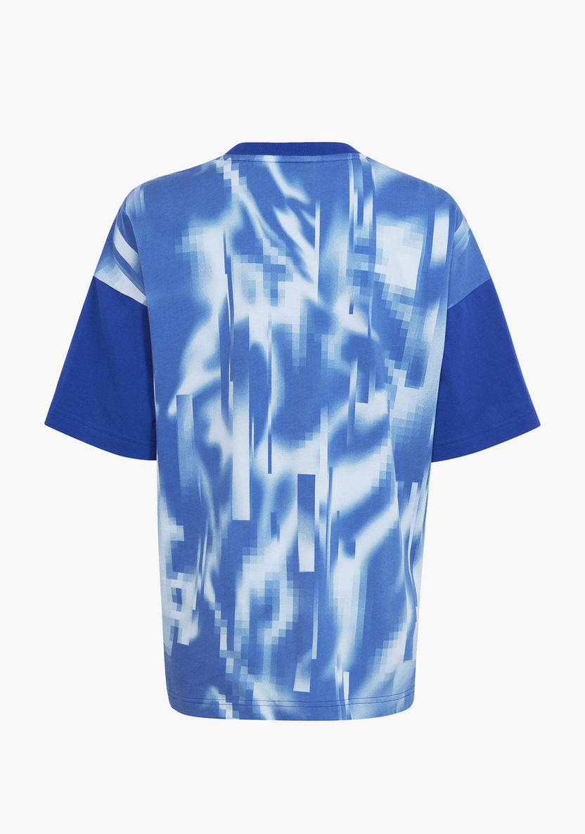 adidas All-Over Print Round Neck T-shirt with Short Sleeves-Tops-image-1
