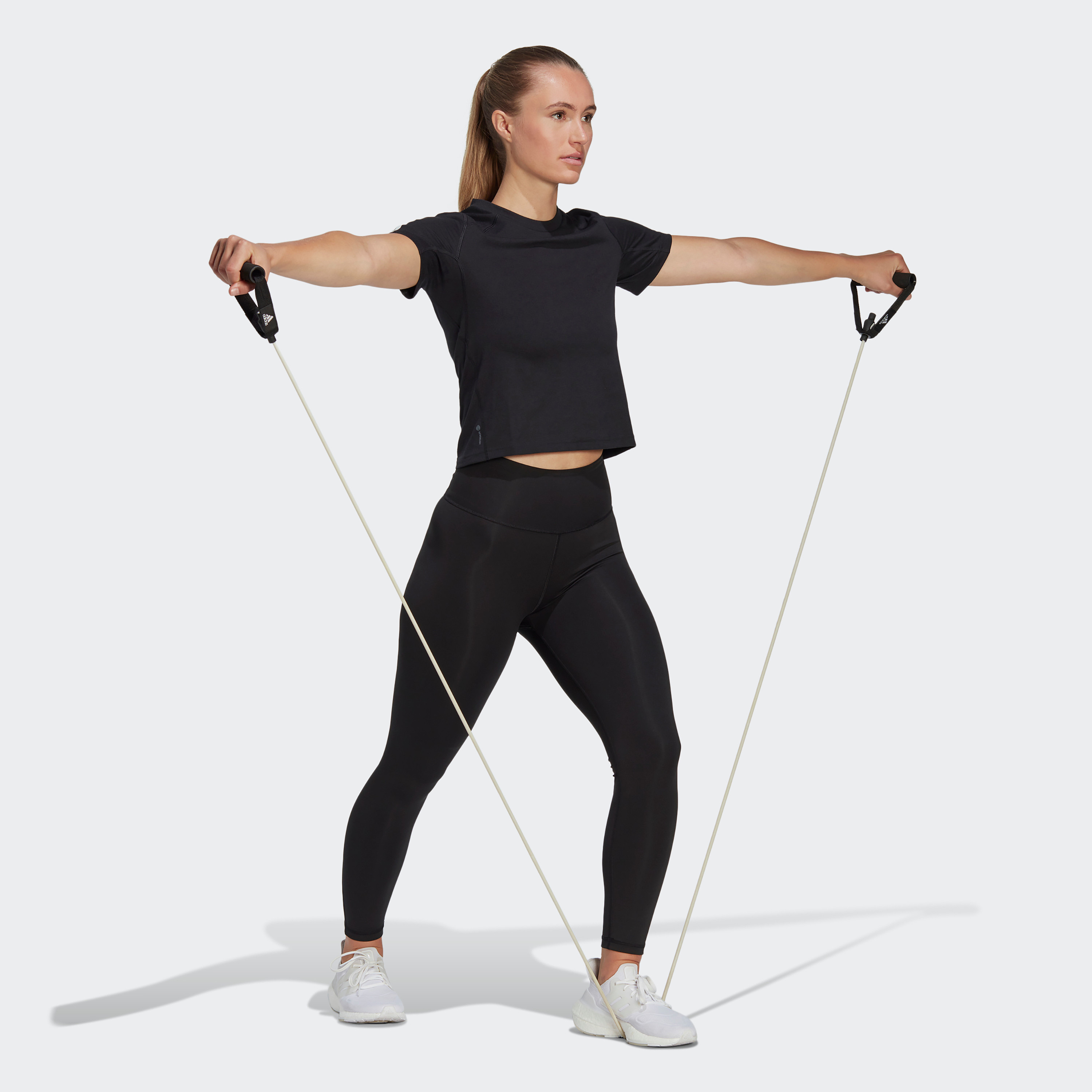 Adidas Training Essential Cot Women 3 Stripe T Shirt-women-clothing-tshirts-image-2