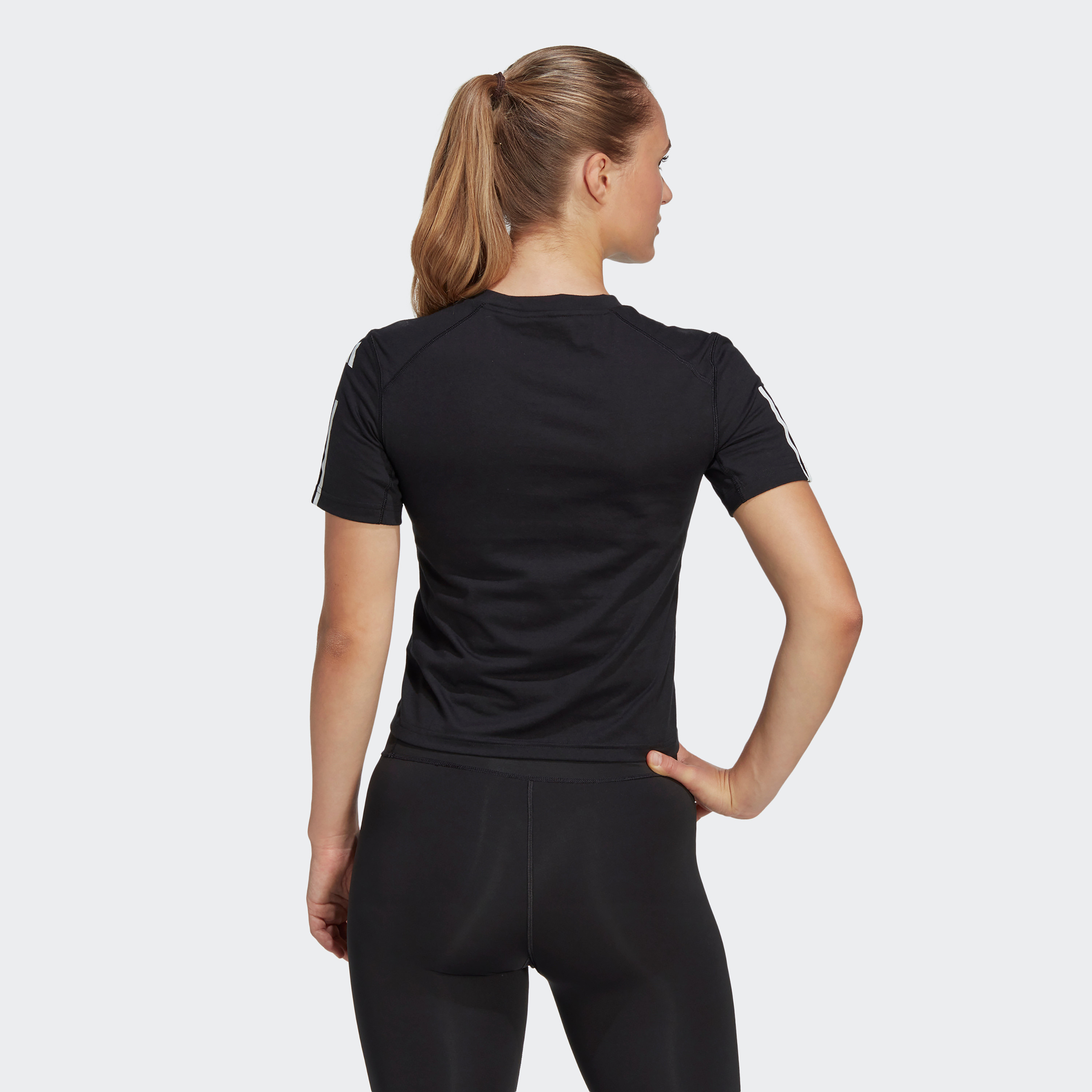 Adidas Training Essential Cot Women 3 Stripe T Shirt-women-clothing-tshirts-image-4