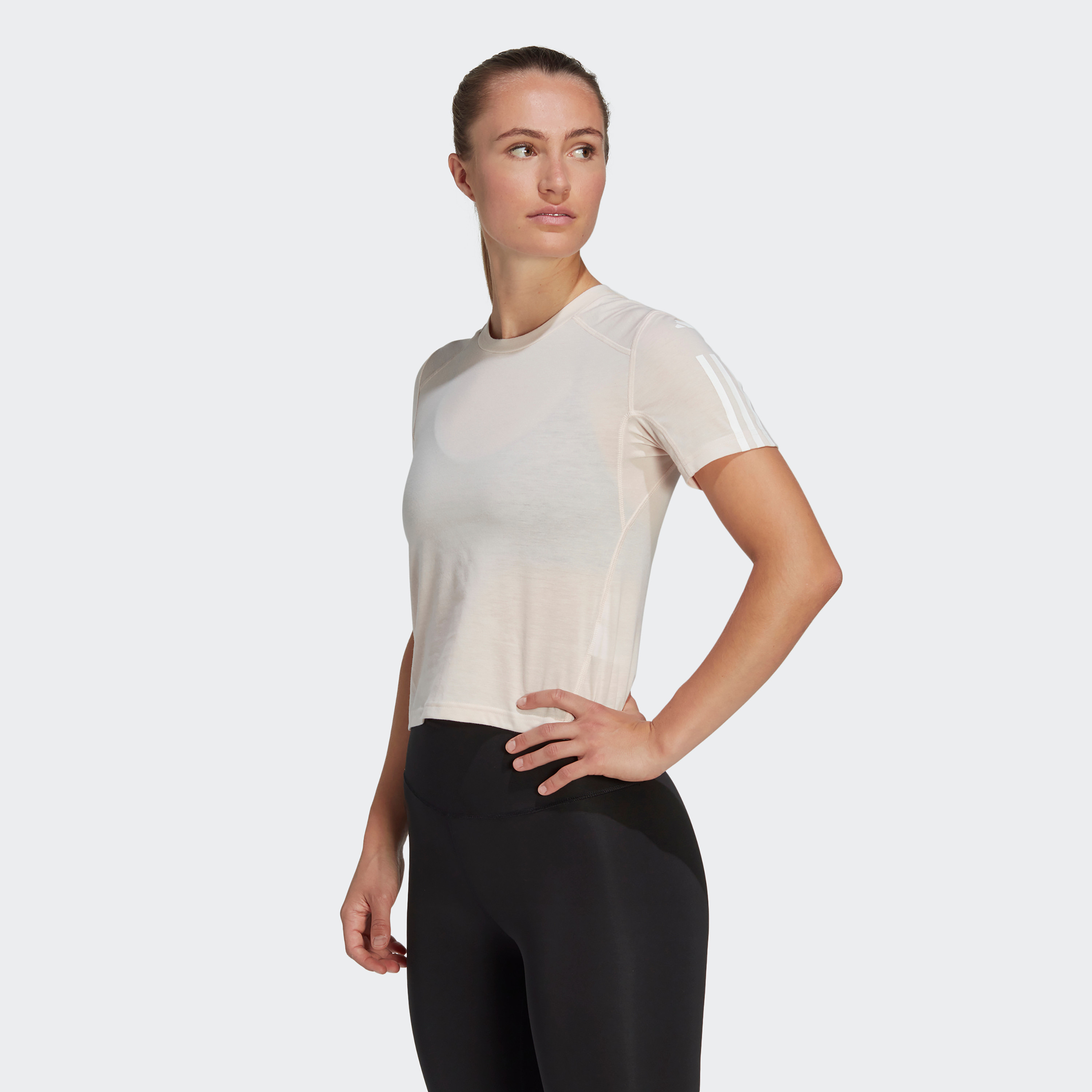 Adidas Training Essential Cot Women 3 Stripe T Shirt-women-clothing-tshirts-image-1