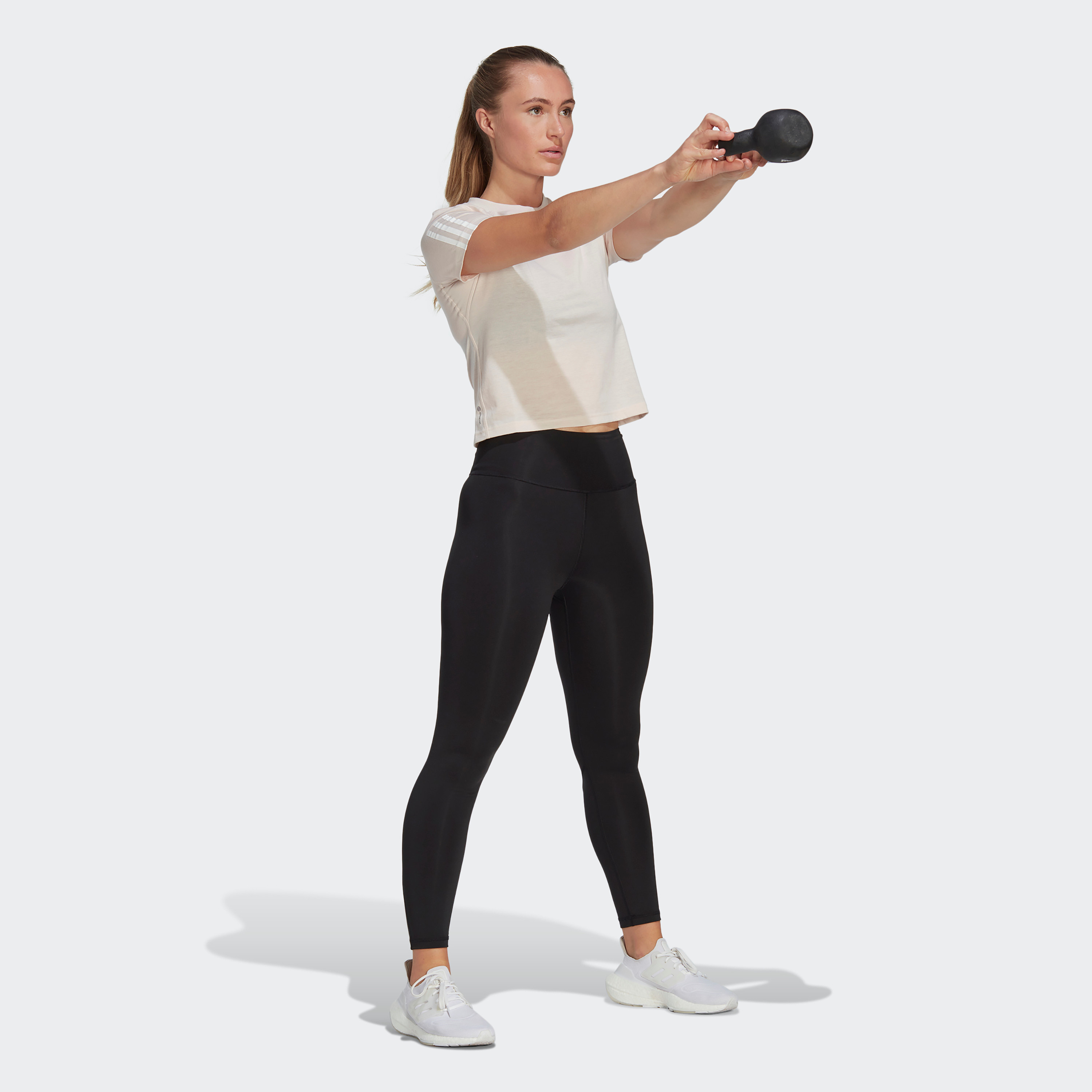 Adidas Training Essential Cot Women 3 Stripe T Shirt-women-clothing-tshirts-image-2
