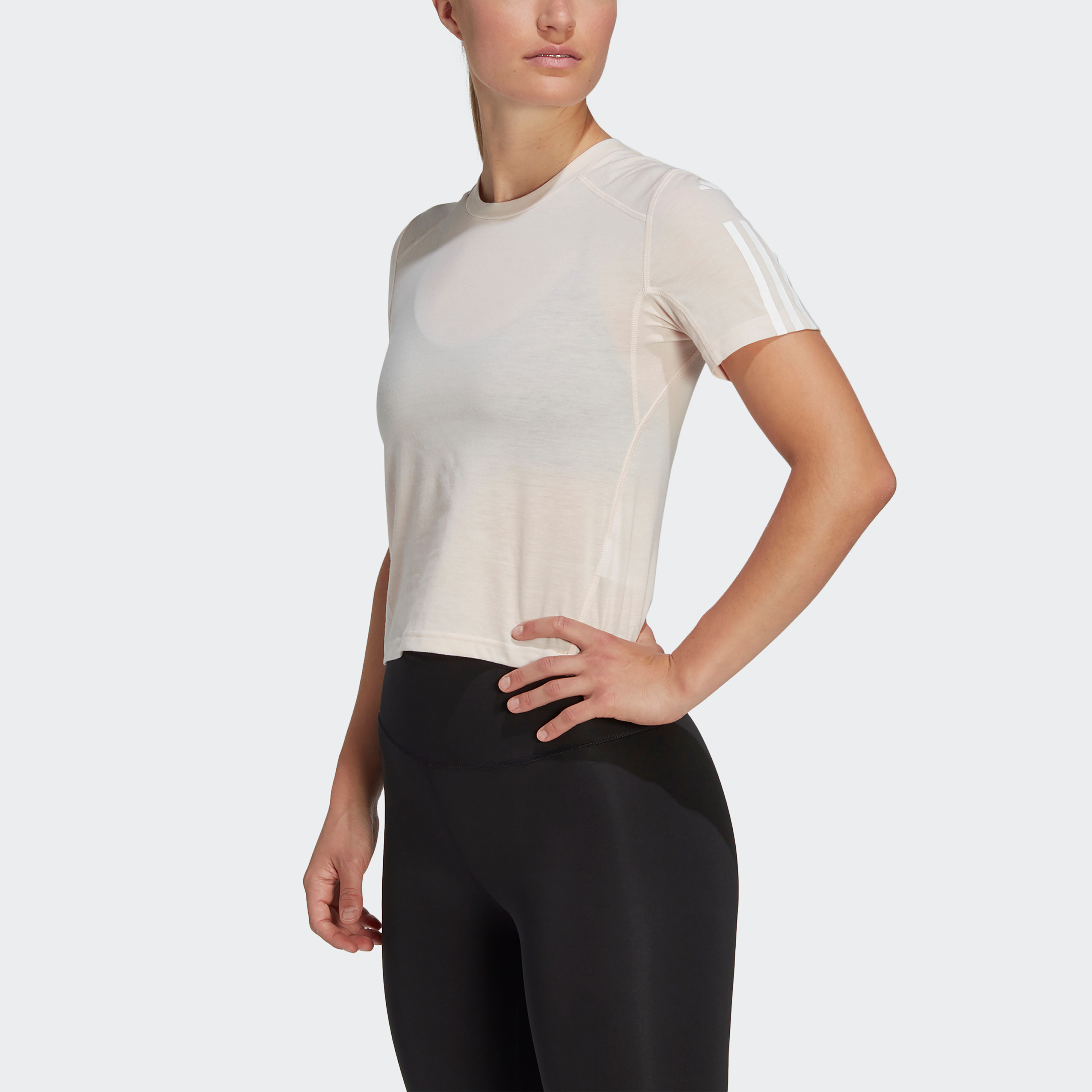 Adidas Training Essential Cot Women 3 Stripe T Shirt-women-clothing-tshirts-image-7