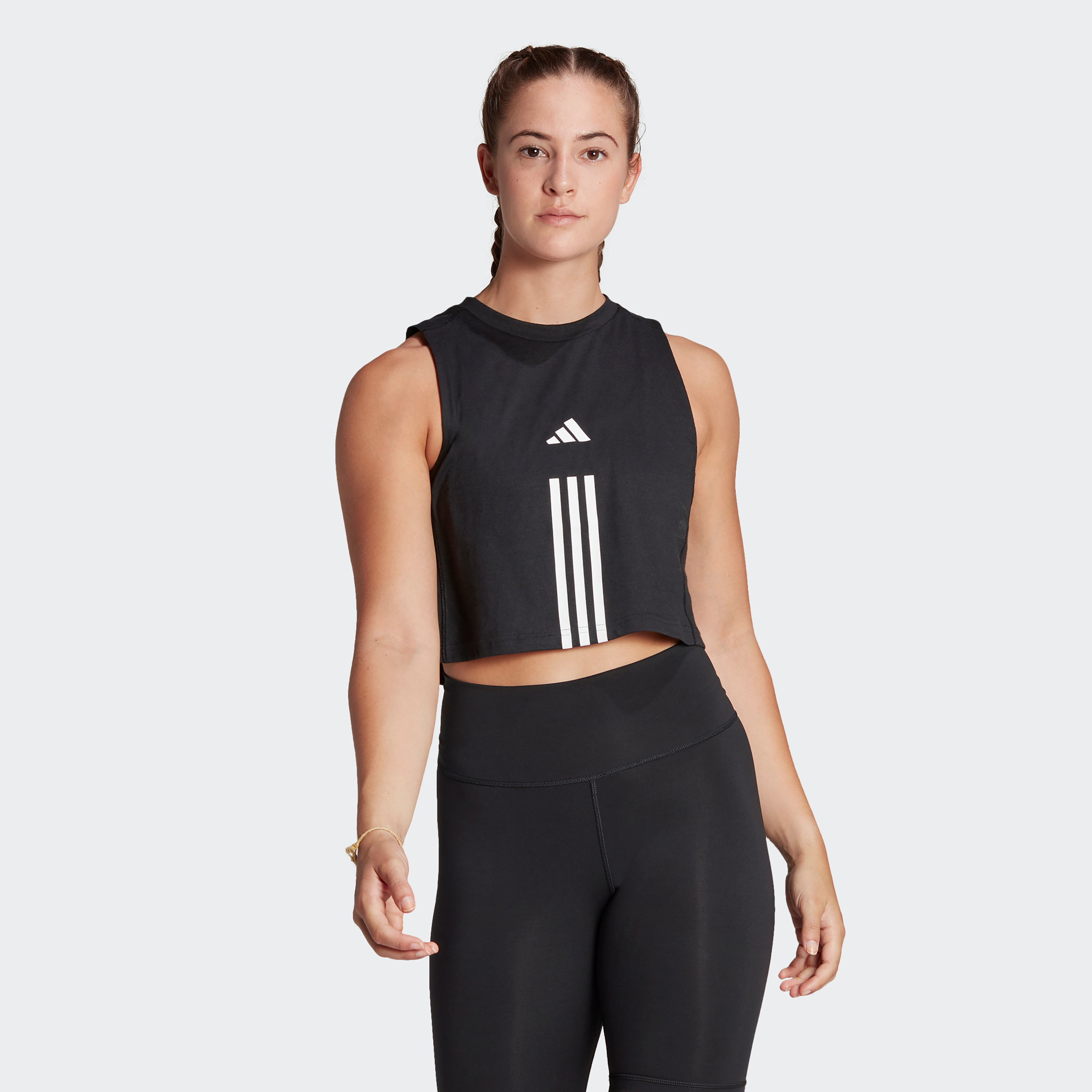 Adidas essentials 3 store stripe tank top ladies