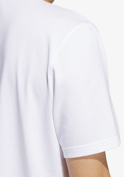 Adidas Logo Print Crew Neck T-shirt with Short Sleeves-T Shirts & Vests-image-4