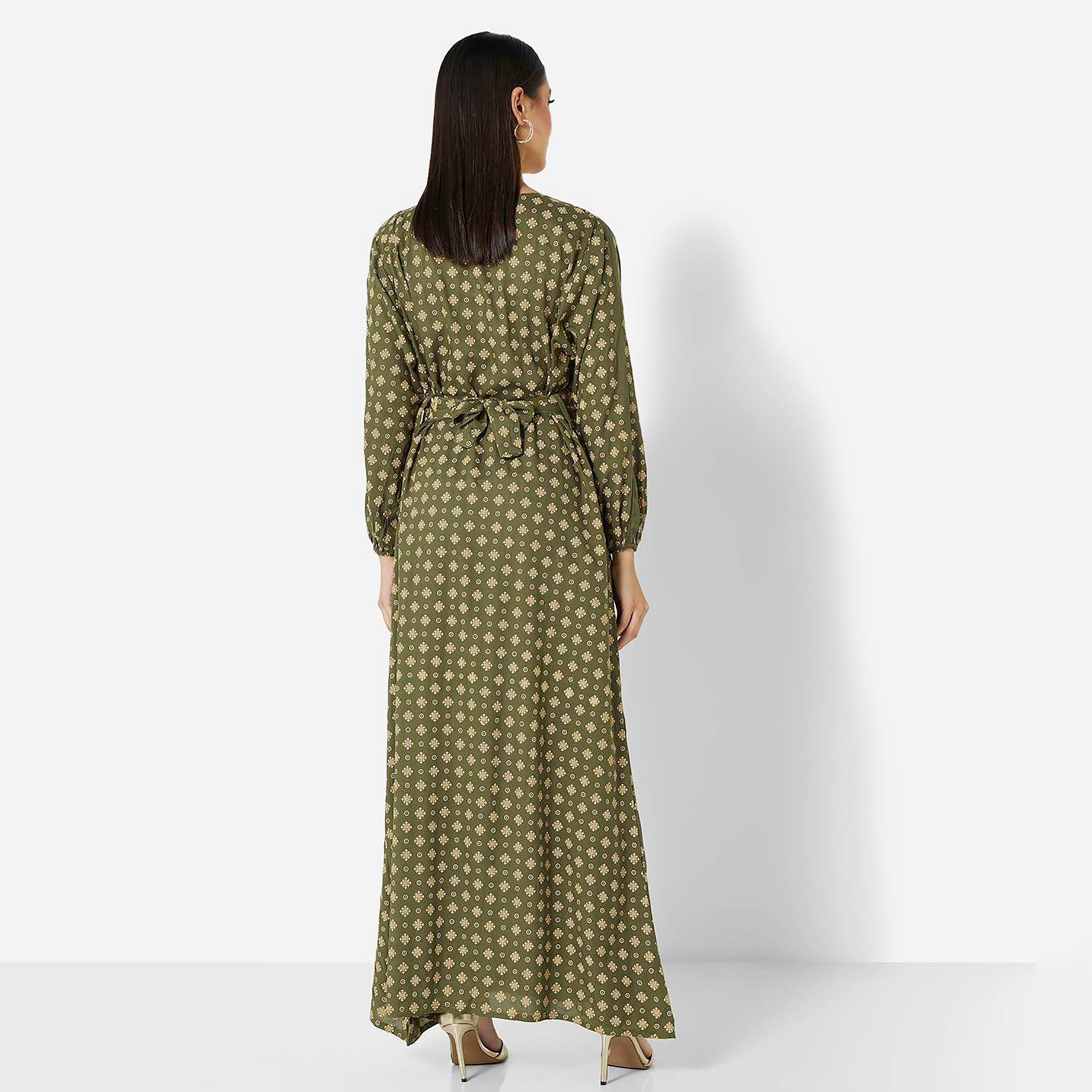 Hana & Sara Green Embroidered Women's Jalabiya-women-arabicclothing-jalabiyas-image-4