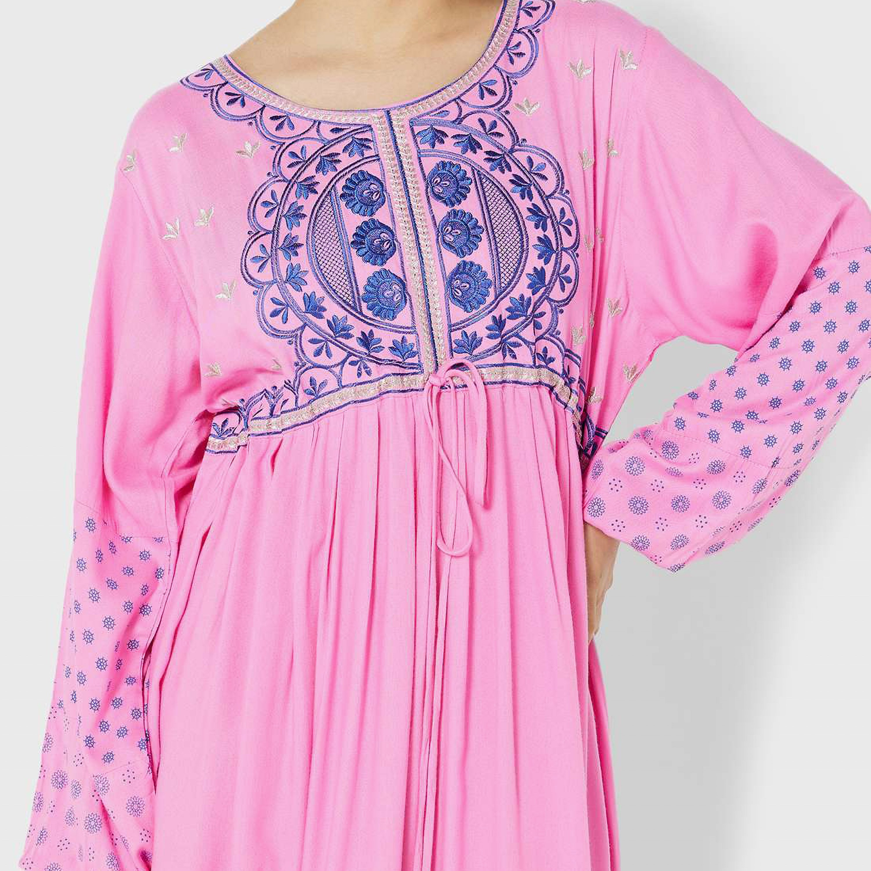 Hana & Sara Pink Embroidered Women's Jalabiya-women-arabicclothing-jalabiyas-image-2