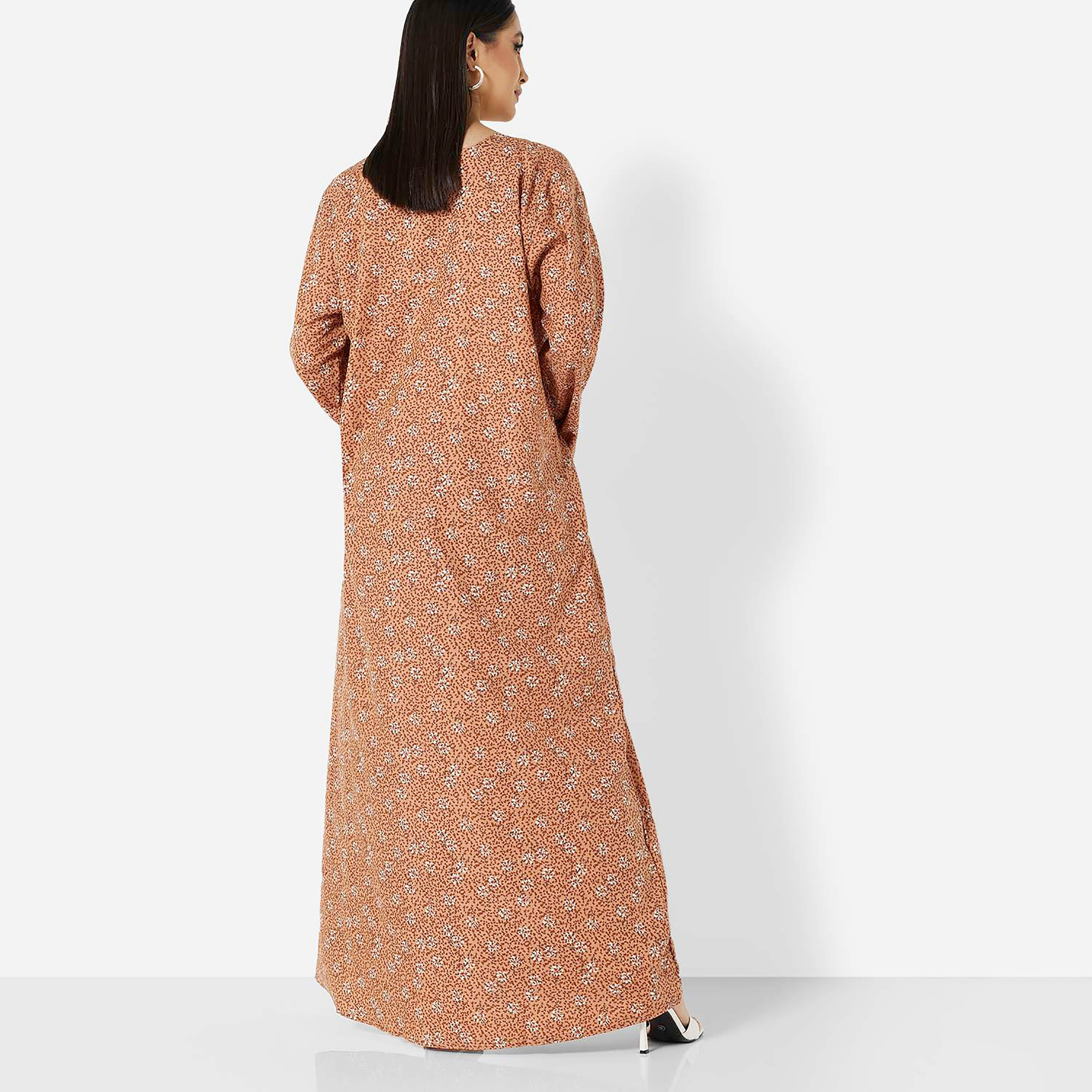 Hana & Sara Brown Embroidered Women's Jalabiya-women-arabicclothing-jalabiyas-image-4