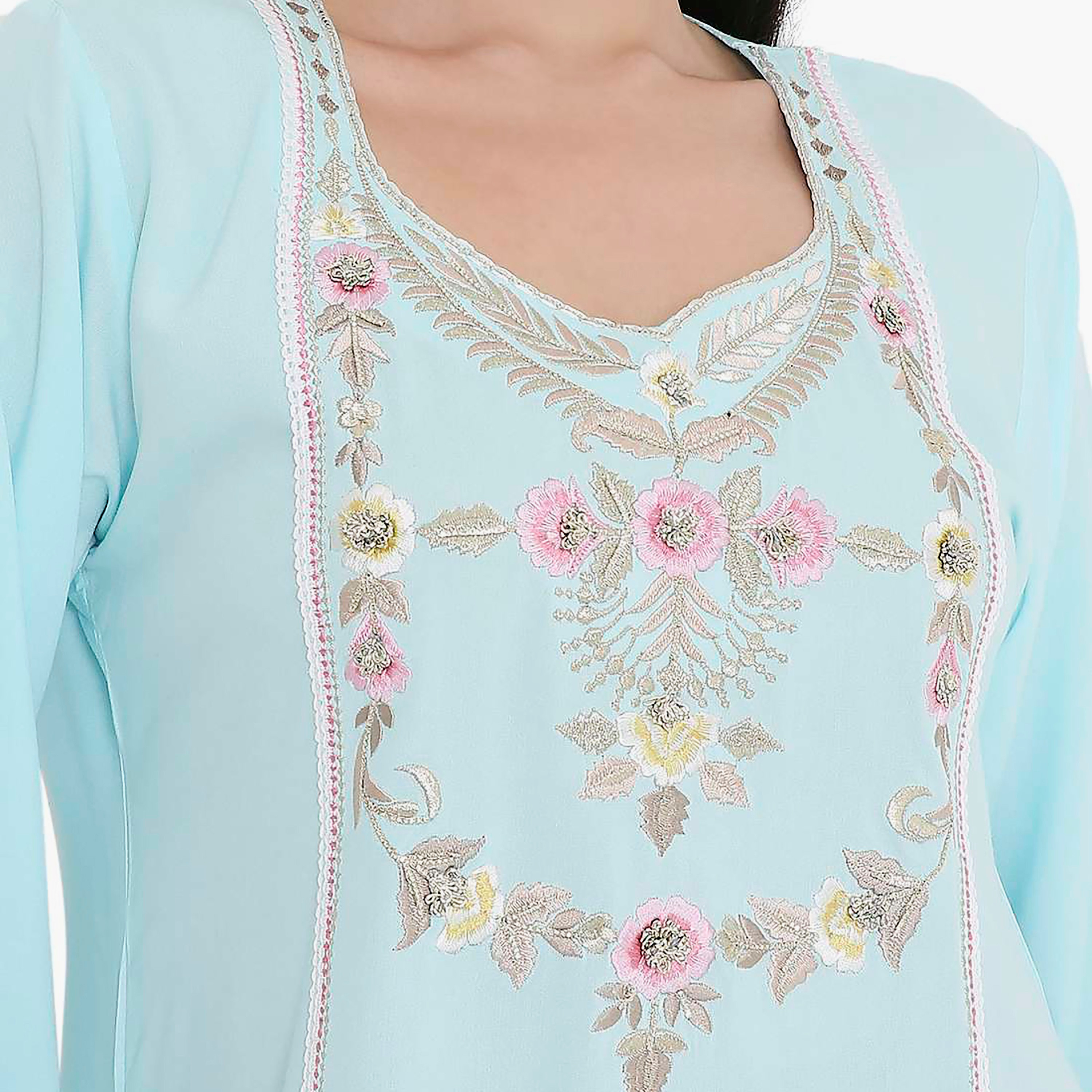 جلابية مطرزة بالزهور ومزخرفة بالدانتيل من هانا اند سارة-women-arabicclothing-jalabiyas-image-8