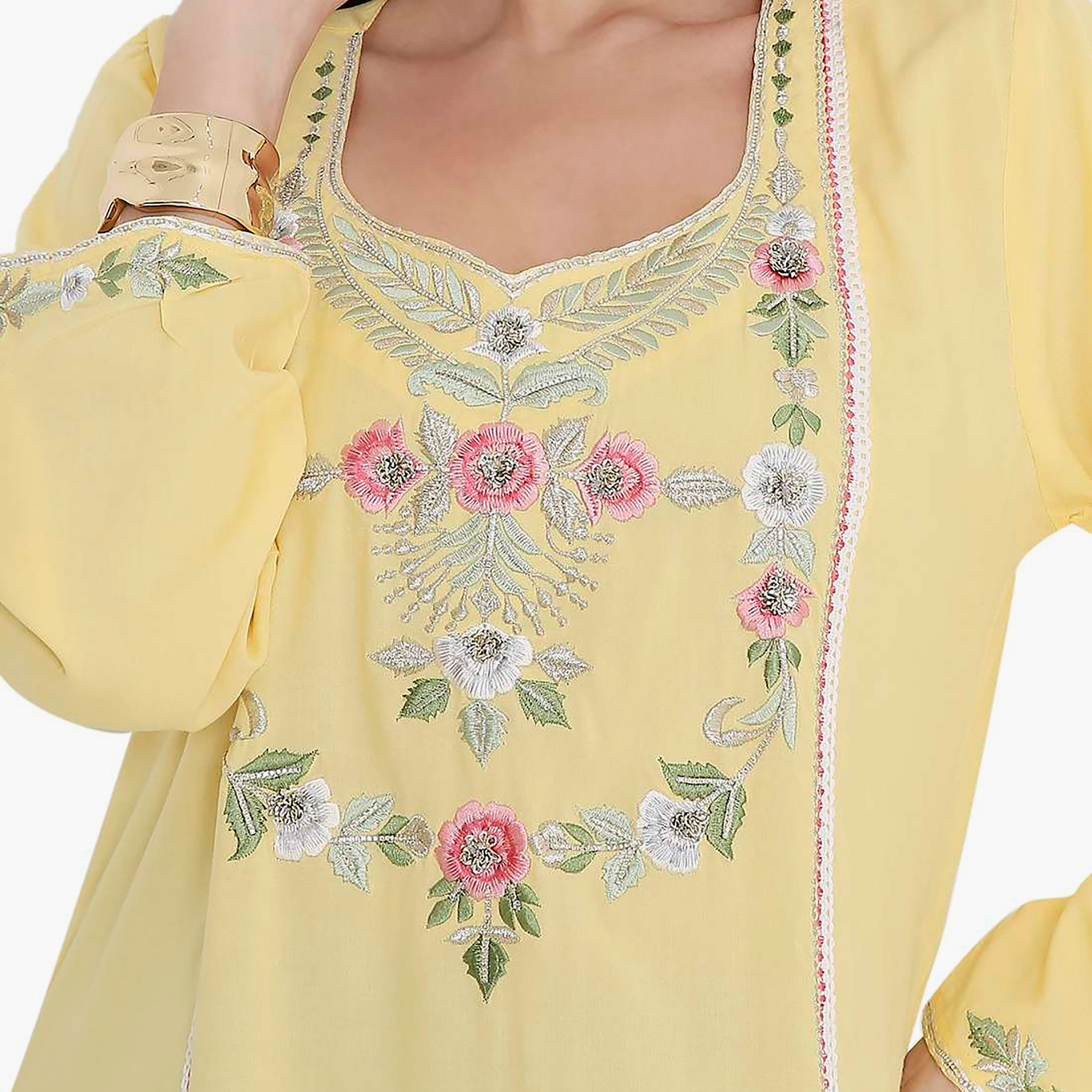 جلابية مطرزة بالزهور ومزخرفة بالدانتيل من هانا اند سارة-women-arabicclothing-jalabiyas-image-13