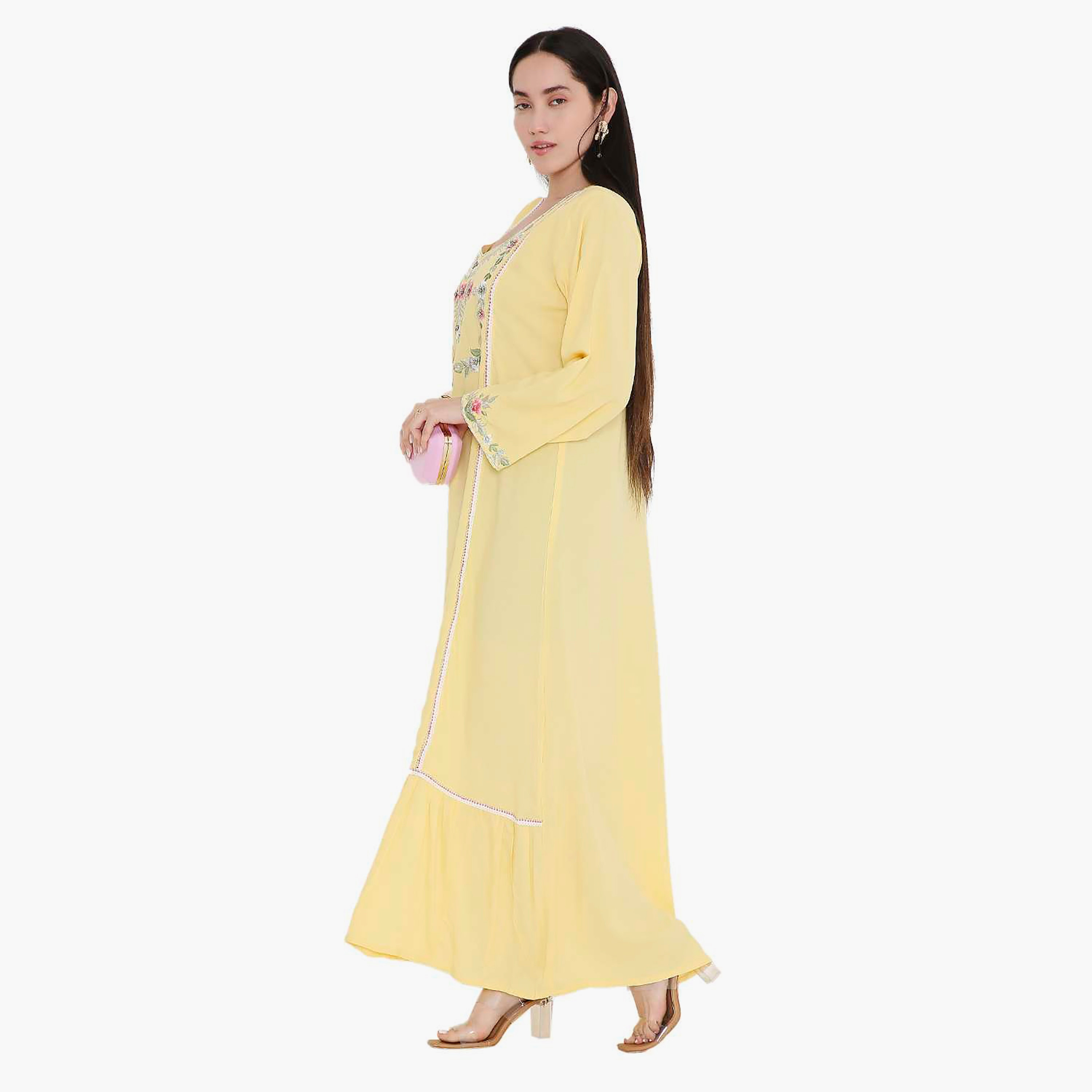 جلابية مطرزة بالزهور ومزخرفة بالدانتيل من هانا اند سارة-women-arabicclothing-jalabiyas-image-14