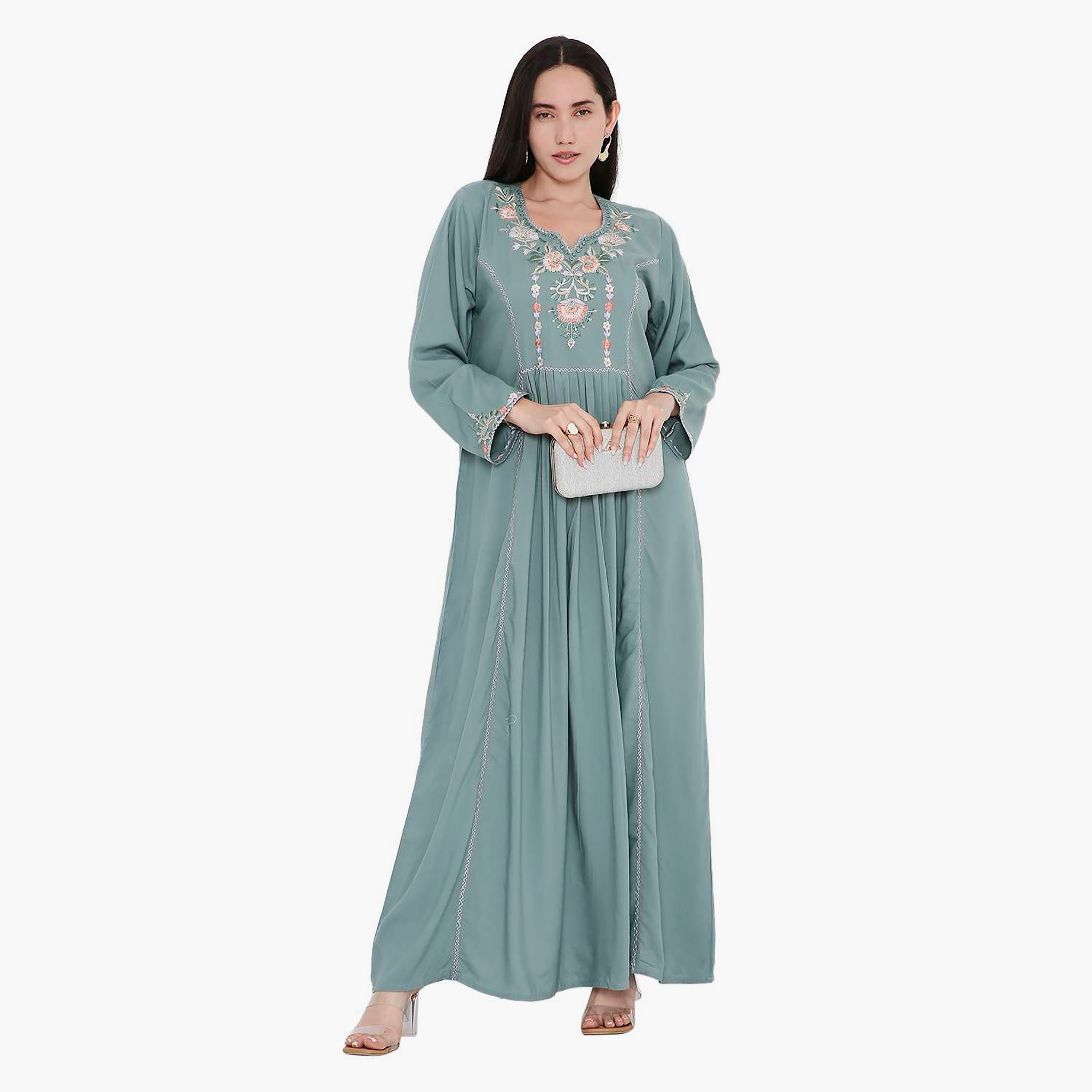 جلابية مطرزة بطيات من هانا اند سارة-women-arabicclothing-jalabiyas-image-6