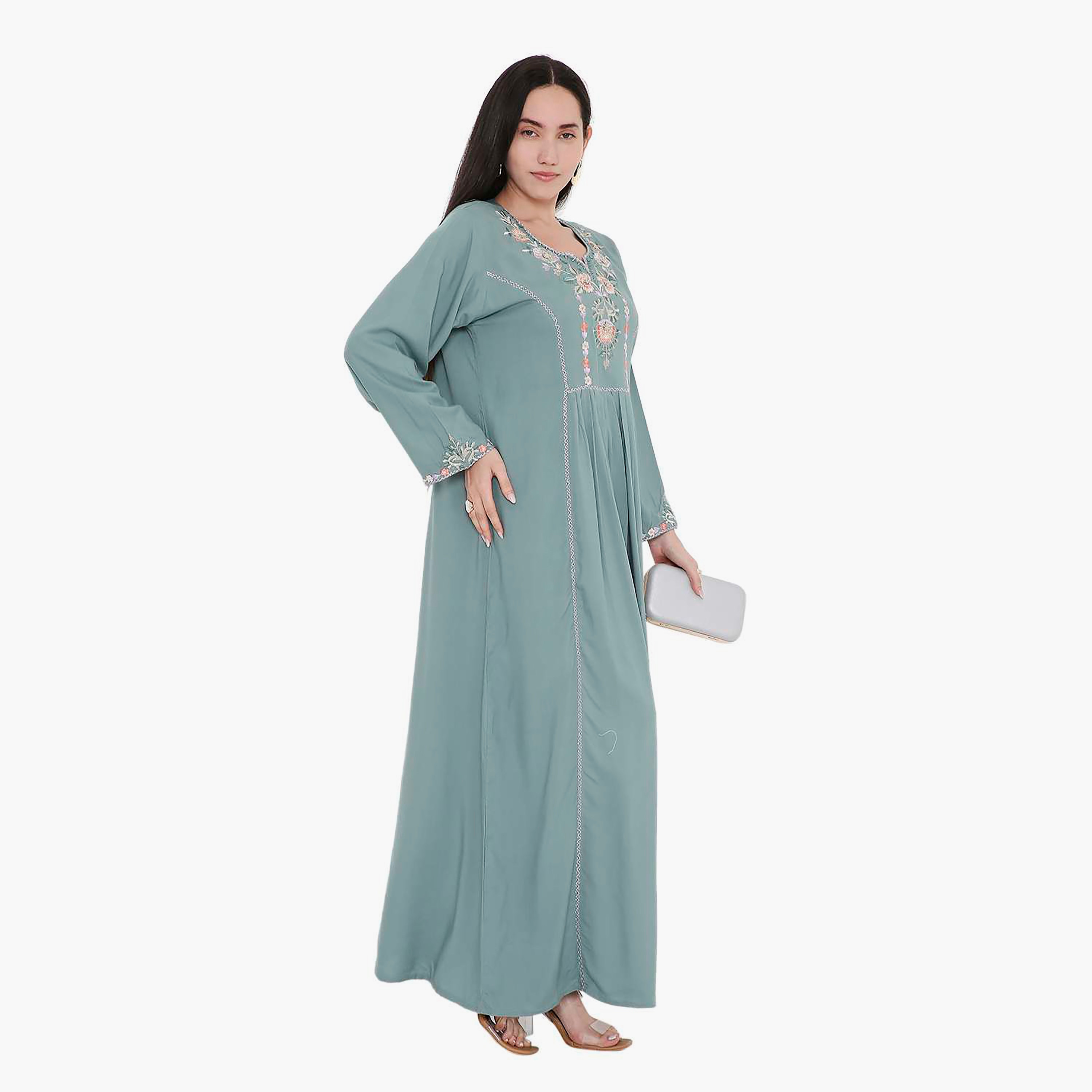 جلابية مطرزة بطيات من هانا اند سارة-women-arabicclothing-jalabiyas-image-7