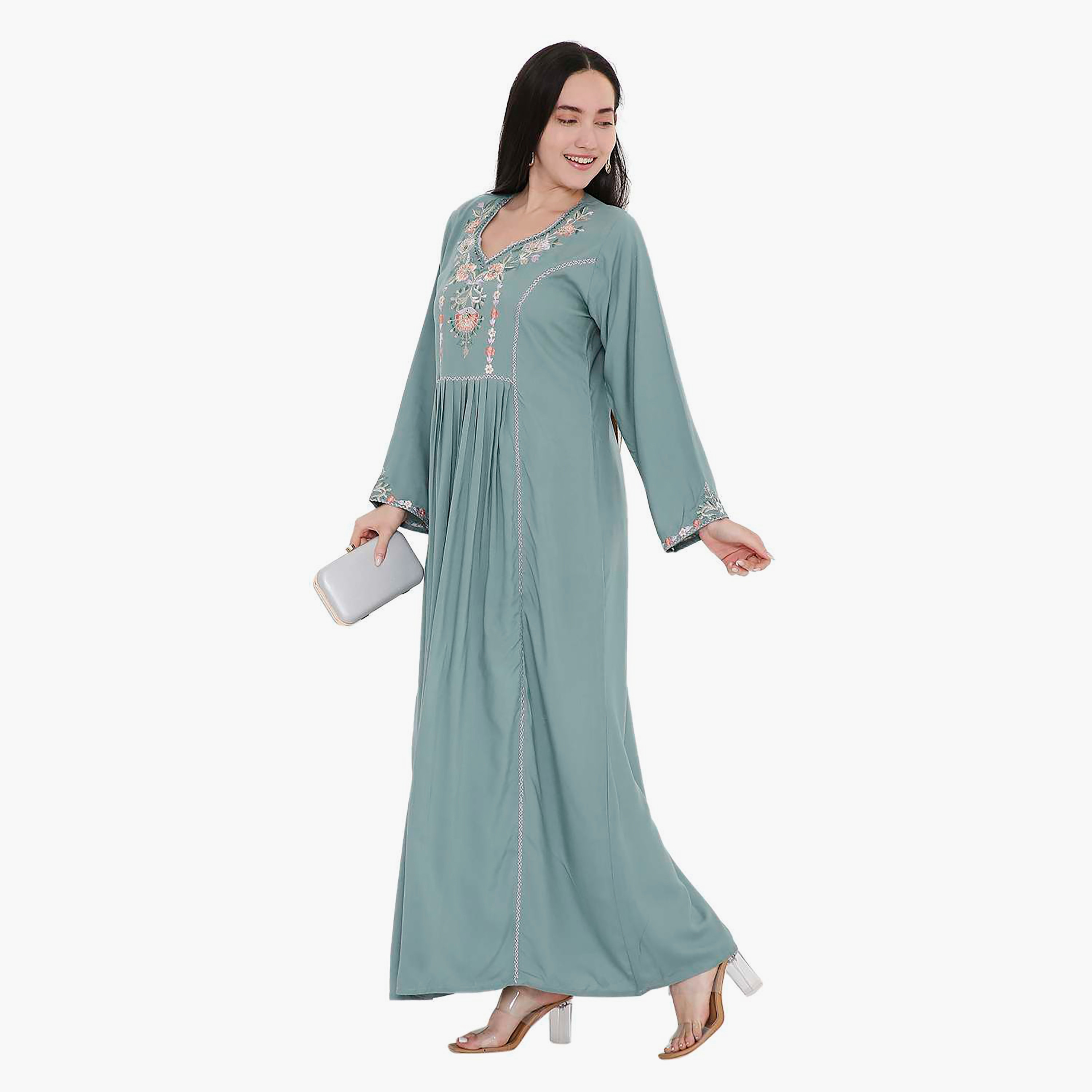 جلابية مطرزة بطيات من هانا اند سارة-women-arabicclothing-jalabiyas-image-9