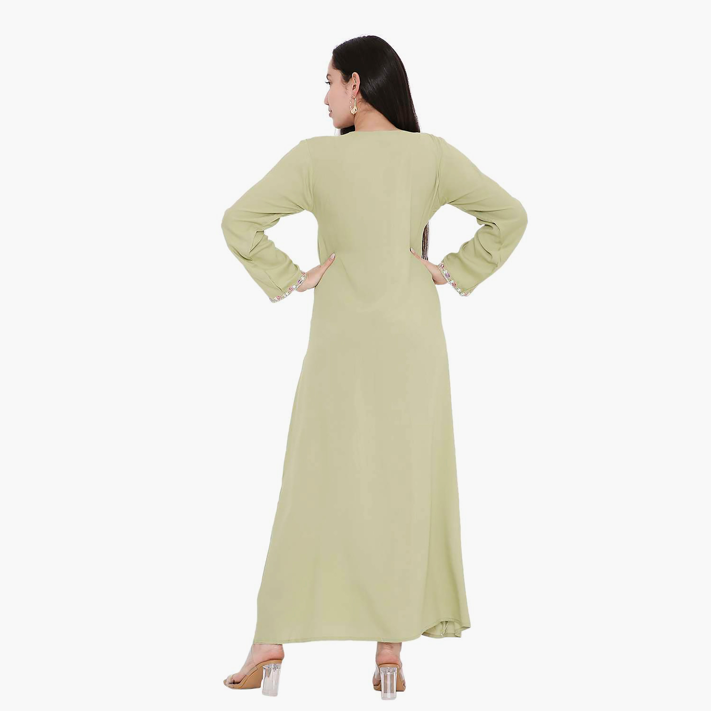 جلابية مطرزة بطيات من هانا اند سارة-women-arabicclothing-jalabiyas-image-5