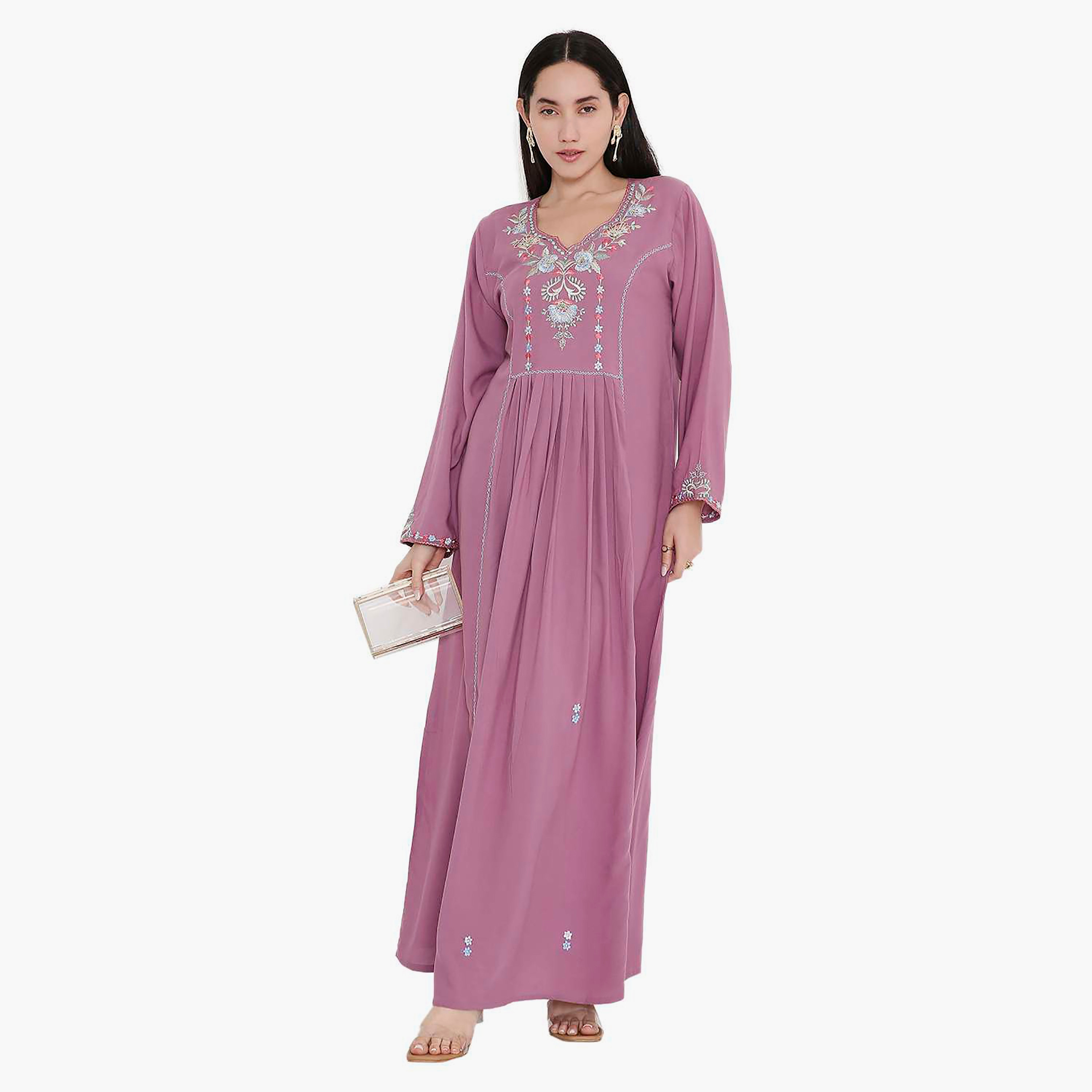 جلابية مطرزة بطيات من هانا اند سارة-women-arabicclothing-jalabiyas-image-11