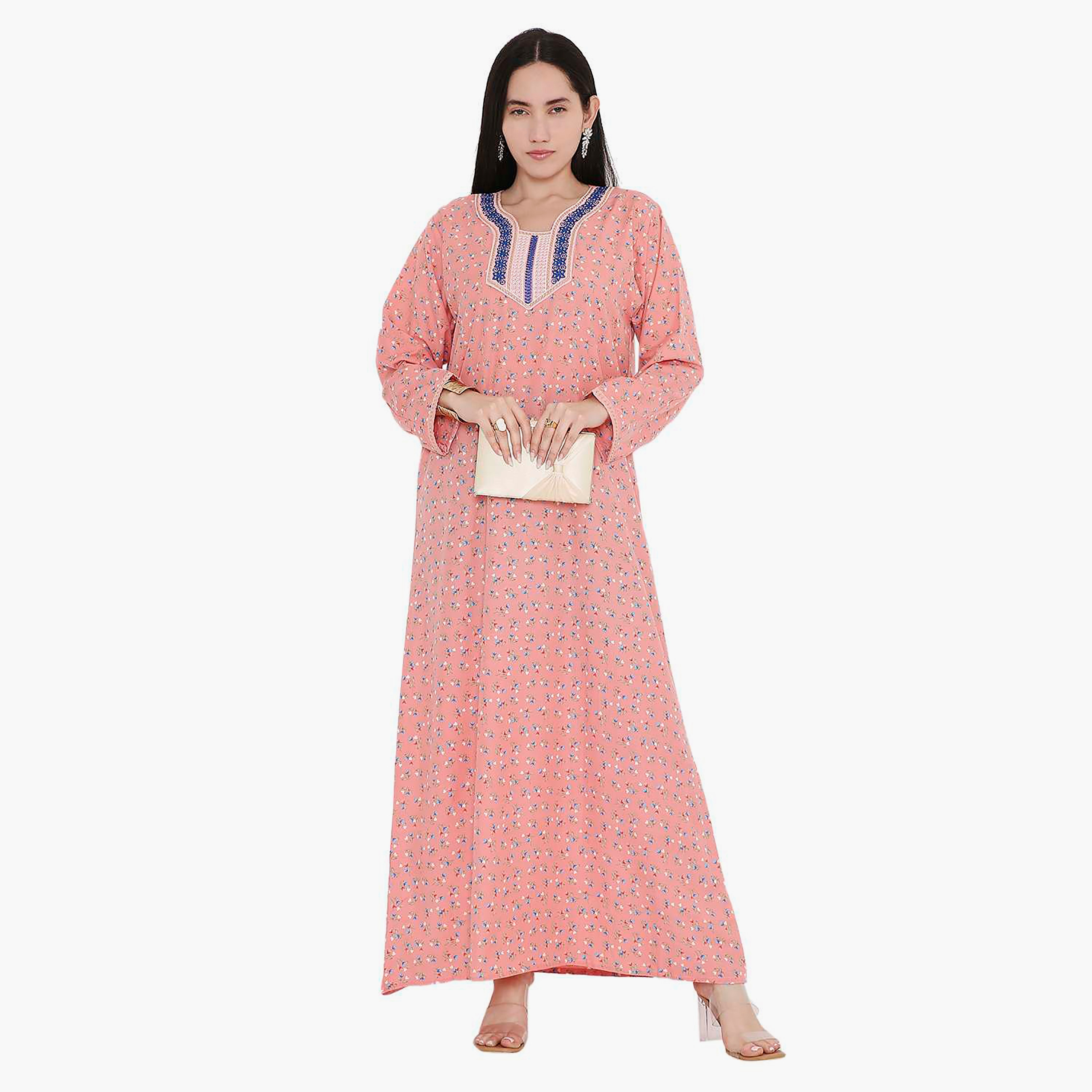 جلابية بطبعات كاملة وتطريز على الياقة من هانا اند سارة-women-arabicclothing-jalabiyas-image-11
