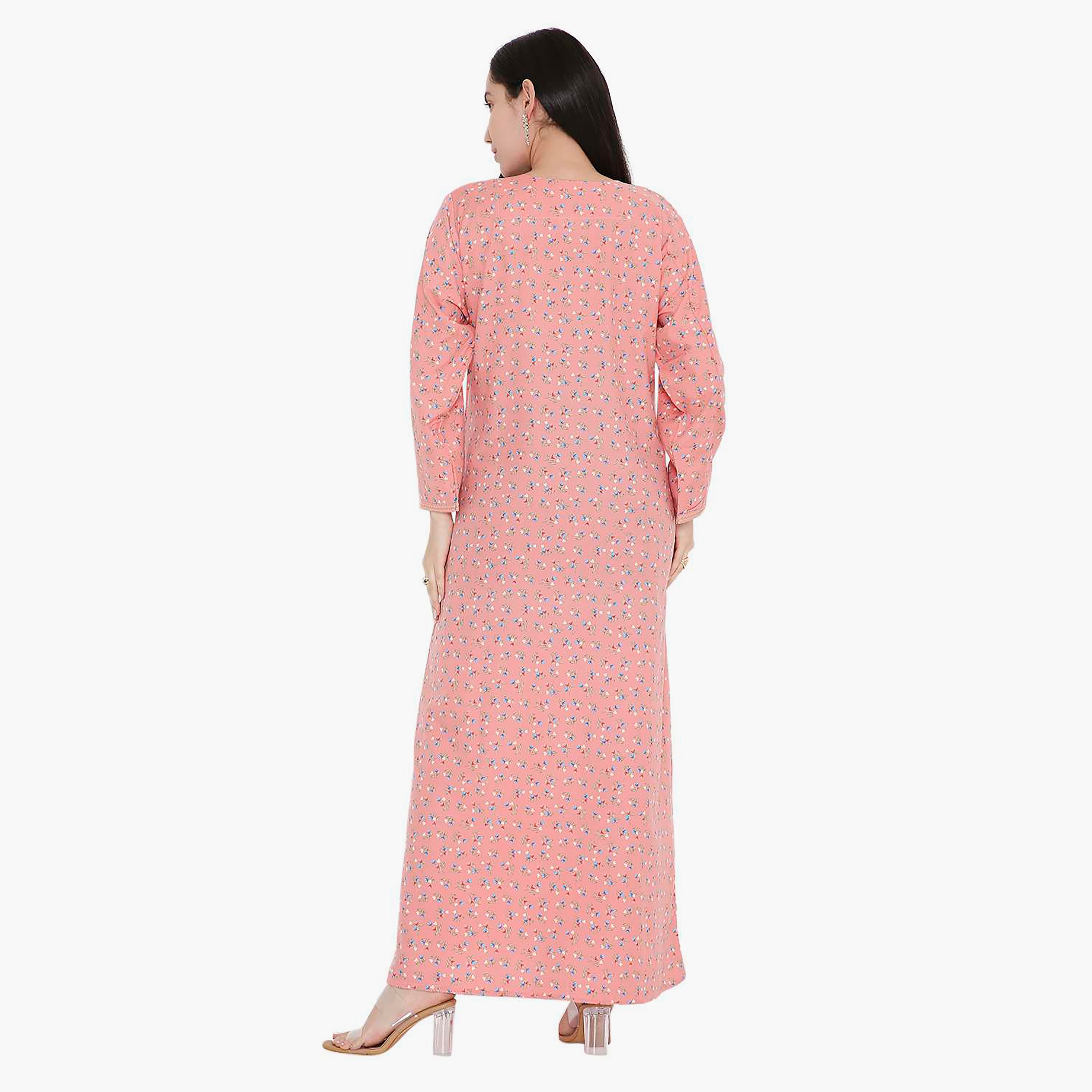 جلابية بطبعات كاملة وتطريز على الياقة من هانا اند سارة-women-arabicclothing-jalabiyas-image-5