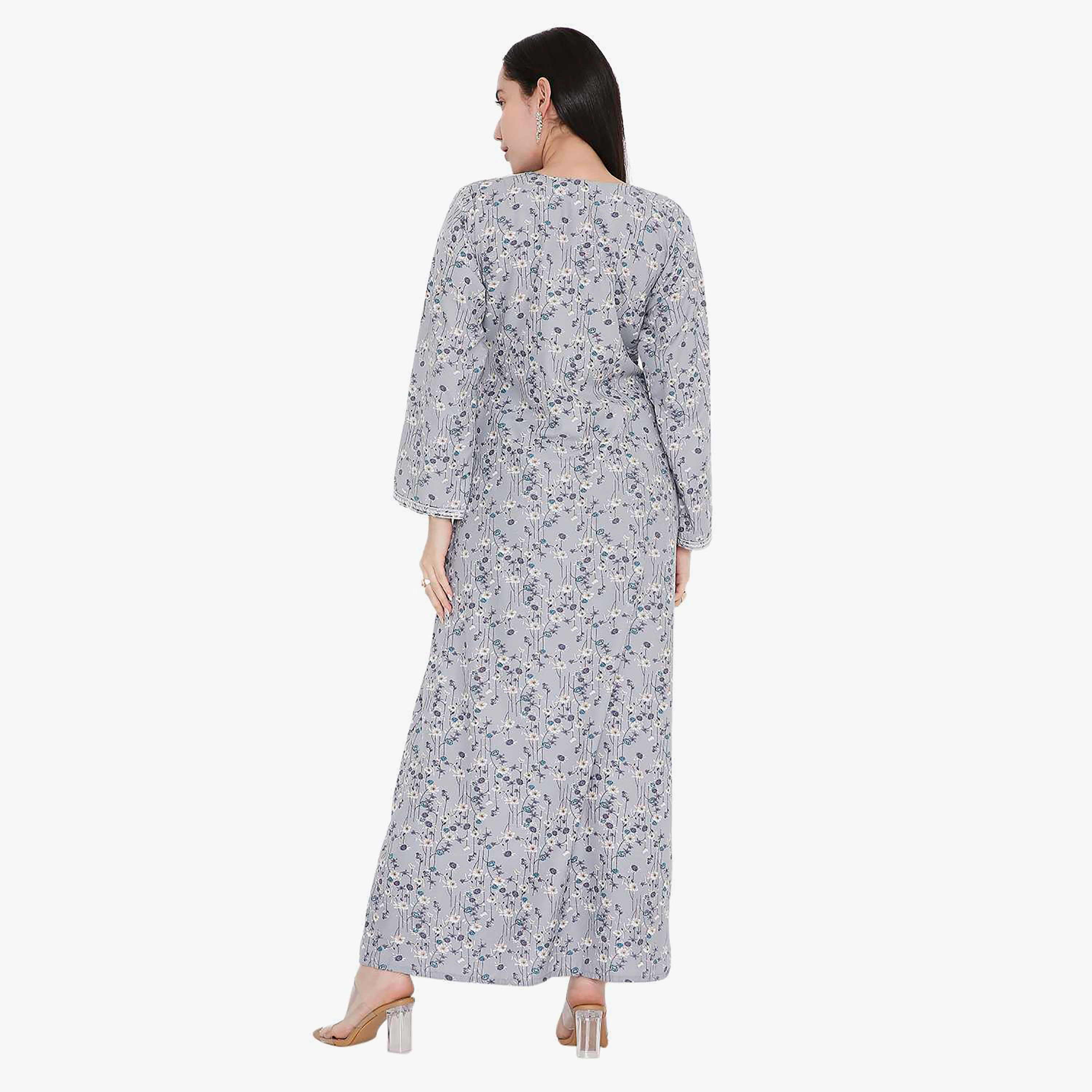 Hana & Sara All Over Floral Print and Embroidered Yoke Jalabiya-women-arabicclothing-jalabiyas-image-5
