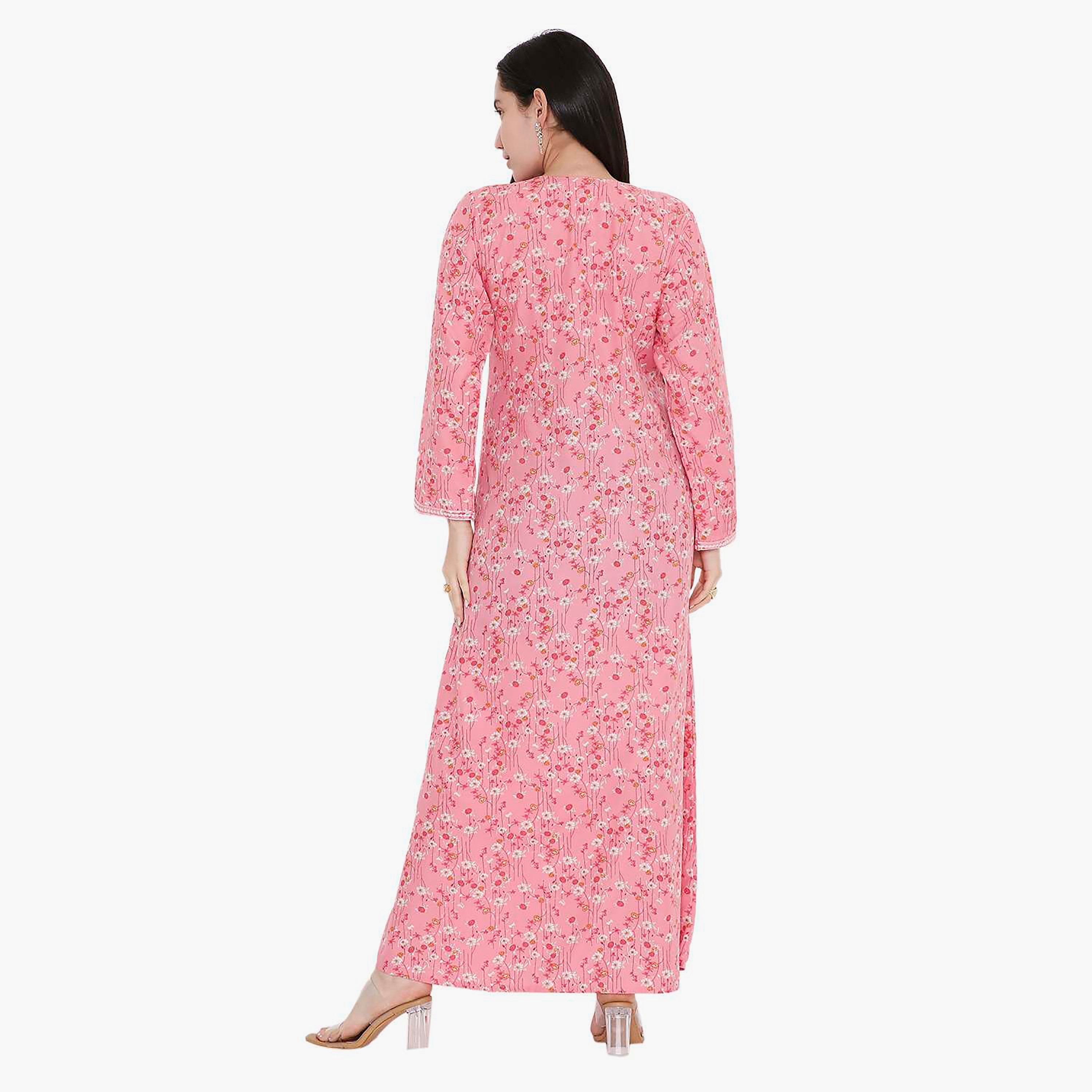 Hana & Sara All Over Floral Print and Embroidered Yoke Jalabiya-women-arabicclothing-jalabiyas-image-15