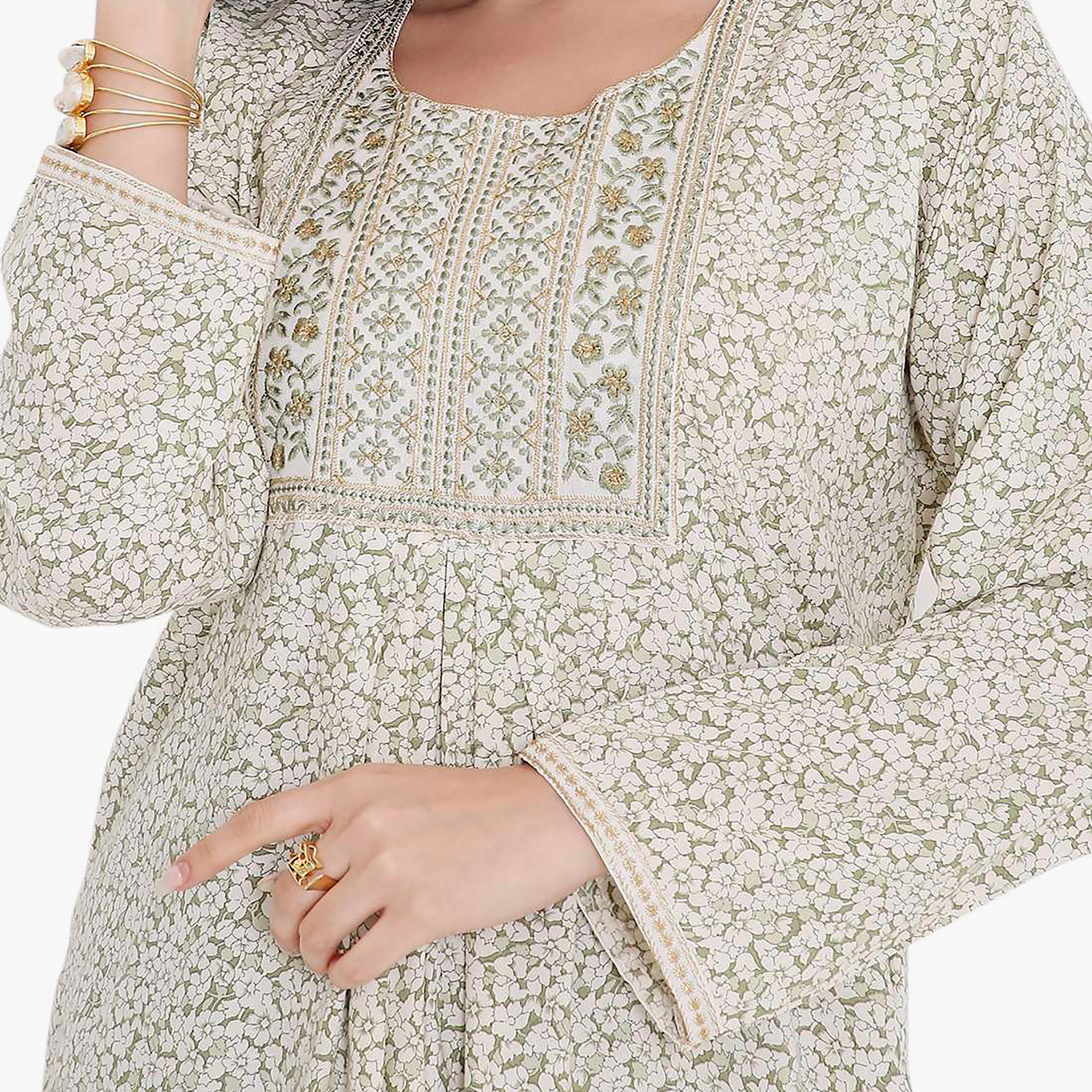جلابية بطبعات الأزهار الكاملة والتطريز على الياقة من هانا اند سارة-women-arabicclothing-jalabiyas-image-8