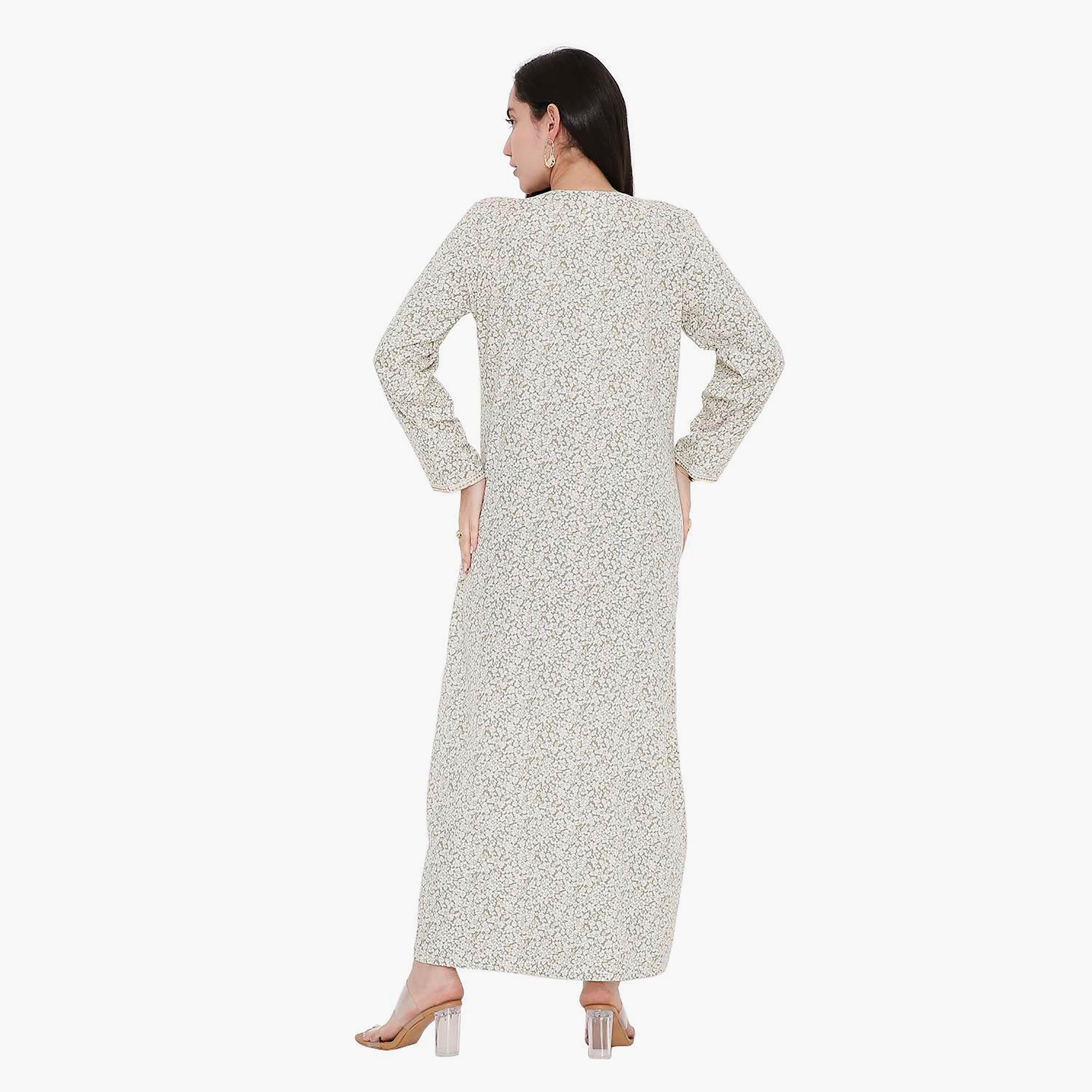 جلابية بطبعات الأزهار الكاملة والتطريز على الياقة من هانا اند سارة-women-arabicclothing-jalabiyas-image-10