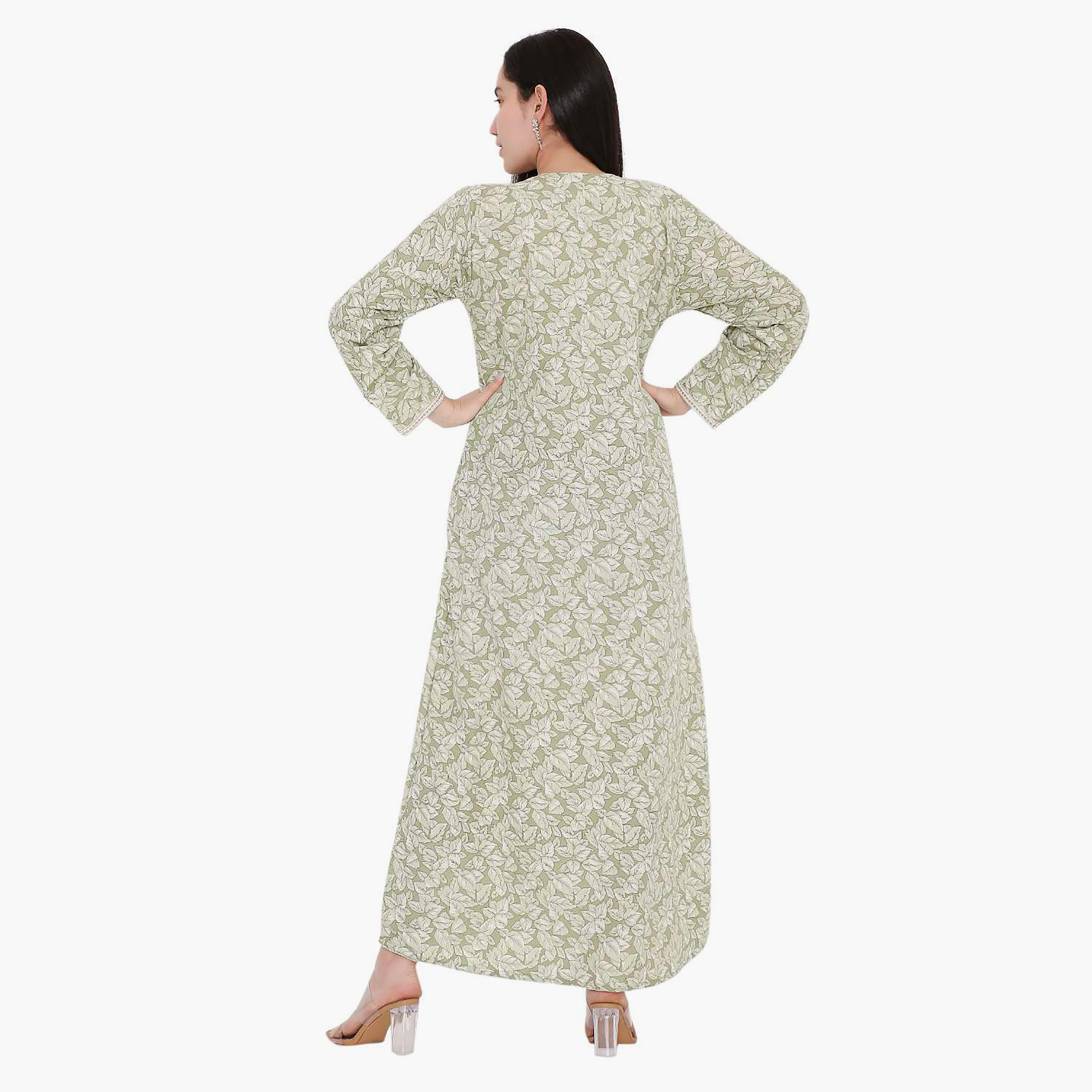 جلابية بطبعات كاملة وتطريز على الياقة من هانا اند سارة-women-arabicclothing-jalabiyas-image-5