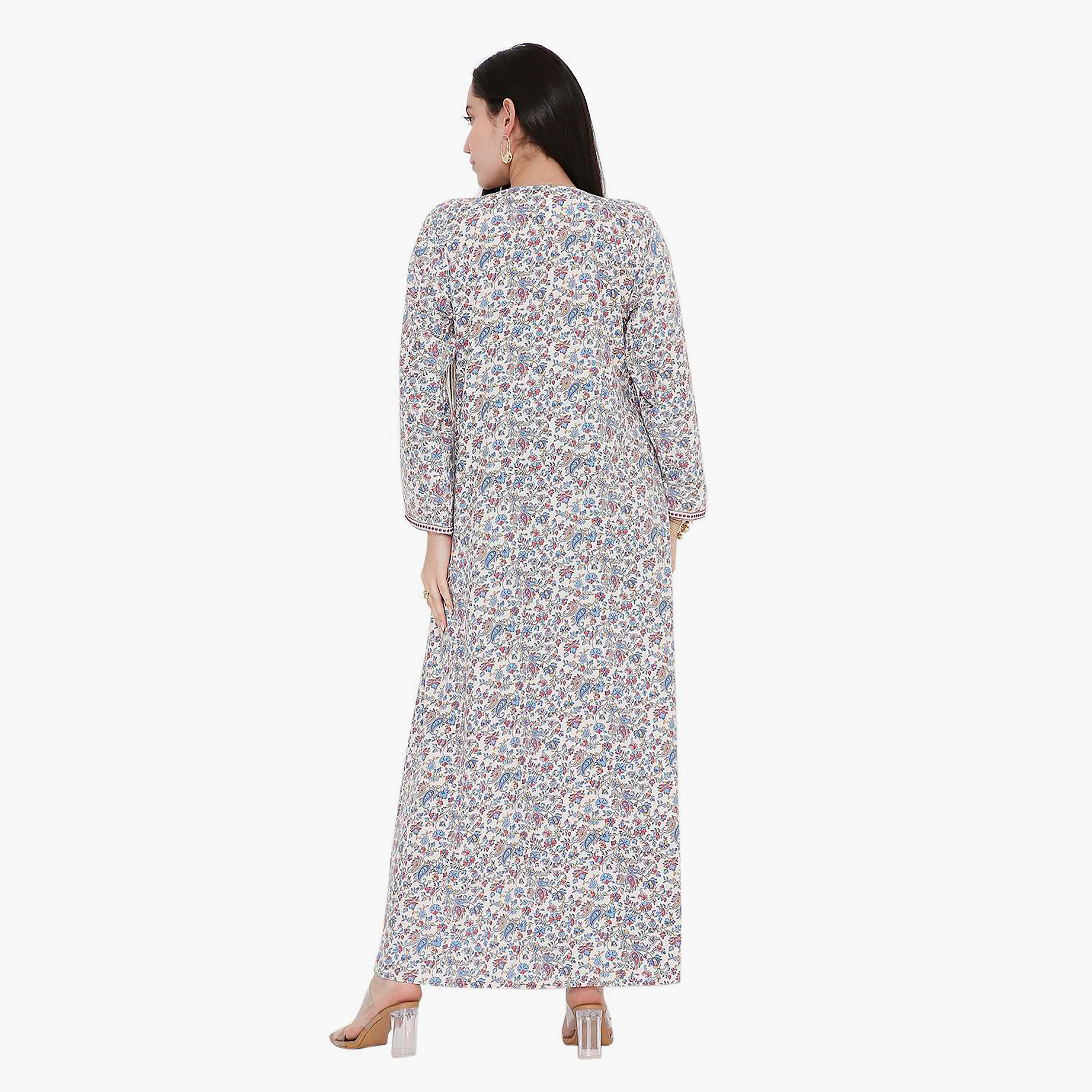 جلابية مزينة بطبعات الأزهار من هانا اند سارة-women-arabicclothing-jalabiyas-image-5